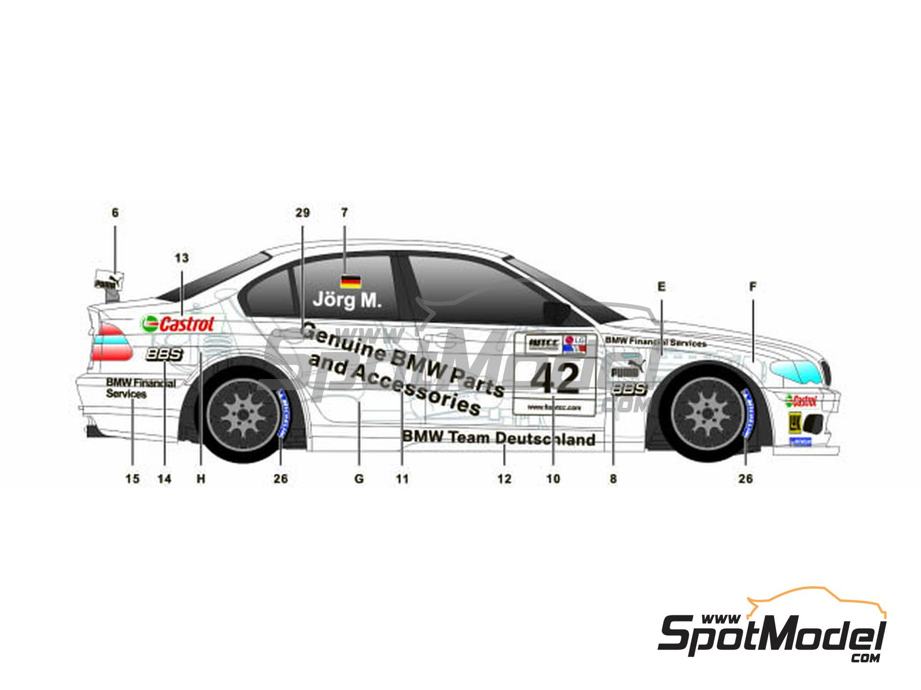 Image 3: BMW 320i E46 Equipo BMW Team Germany - Campeonato del Mundo de Turismos (WTCC), Guia Race de Macau 2005 | Decoración en escala 1/24 fabricado por SK Decals (ref. SK-24143, tambien SK24143)