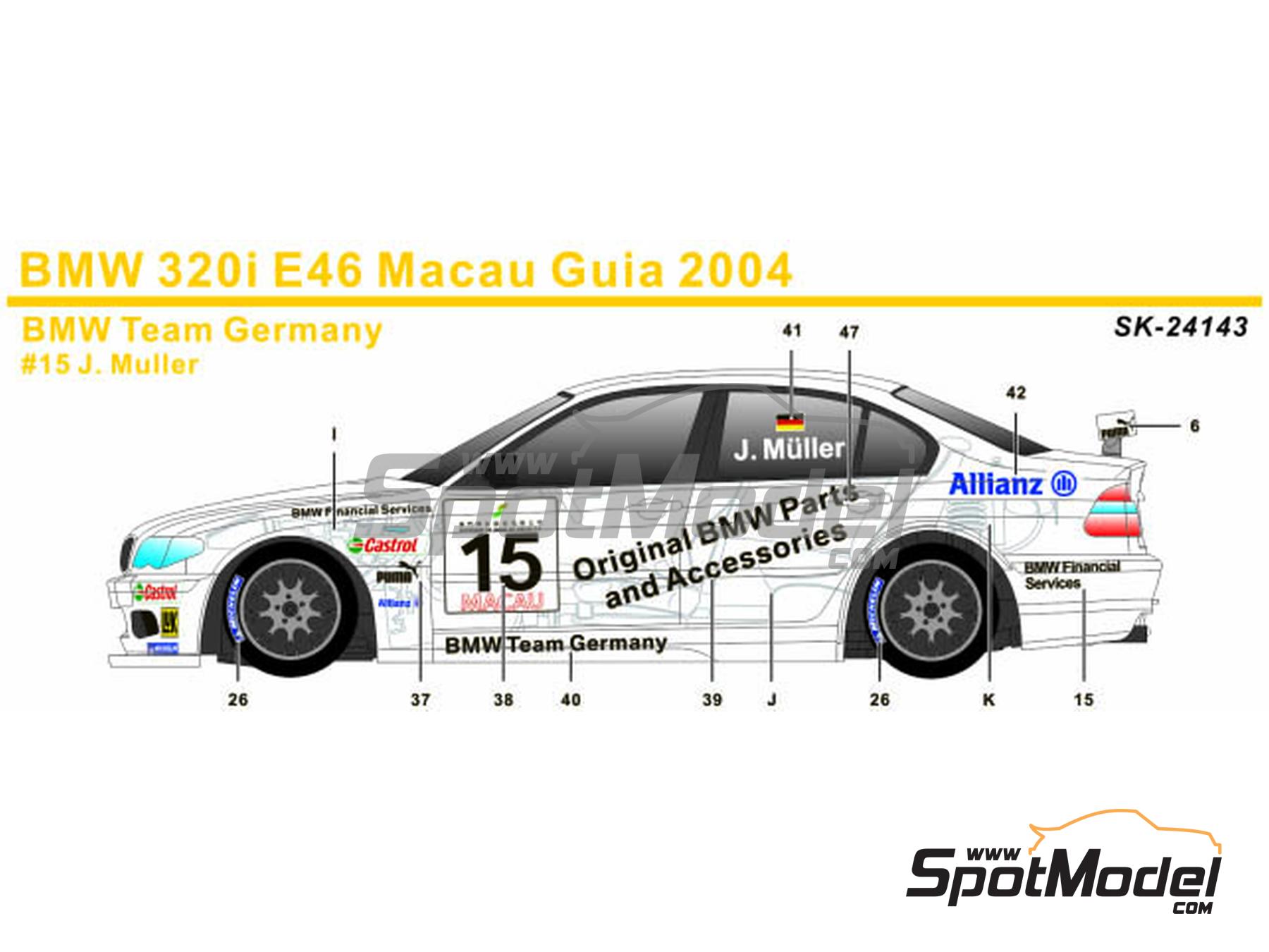 Image 5: BMW 320i E46 Equipo BMW Team Germany - Campeonato del Mundo de Turismos (WTCC), Guia Race de Macau 2005 | Decoración en escala 1/24 fabricado por SK Decals (ref. SK-24143, tambien SK24143)