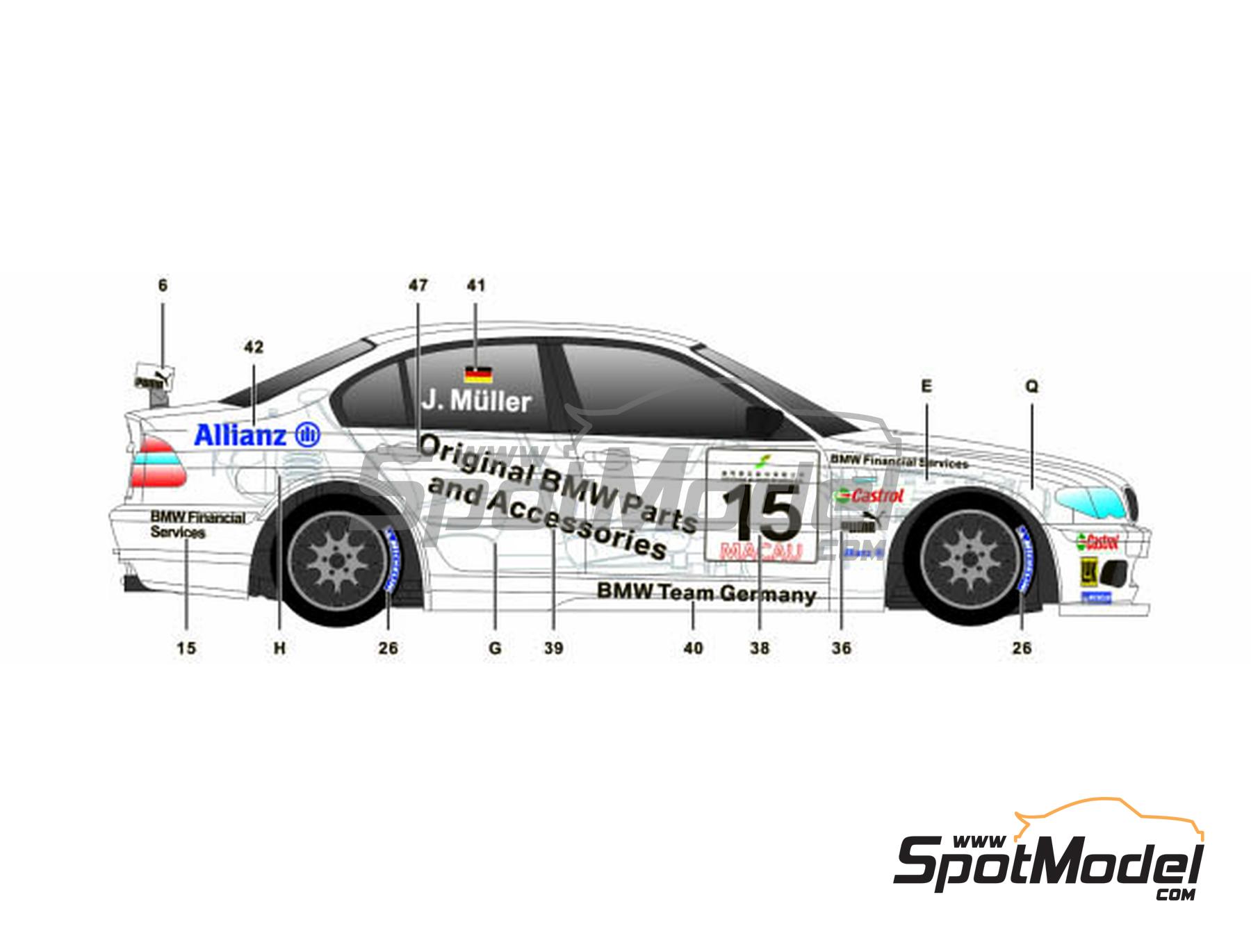 Image 7: BMW 320i E46 Equipo BMW Team Germany - Campeonato del Mundo de Turismos (WTCC), Guia Race de Macau 2005 | Decoración en escala 1/24 fabricado por SK Decals (ref. SK-24143, tambien SK24143)