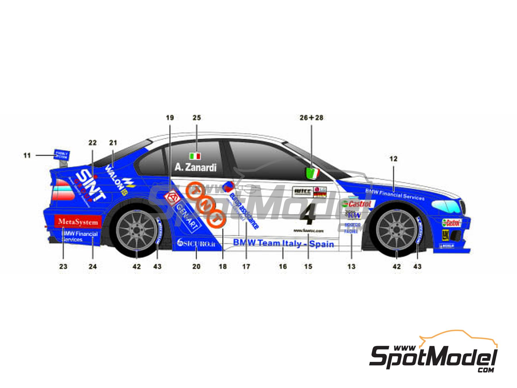 Image 3: BMW 320i E46 Equipo BMW Team Italy - Spain - Campeonato del Mundo de Turismos (WTCC) 2005 | Decoraci&oacute;n en escala&nbsp;1/24 fabricado por SK Decals (ref.&nbsp;SK-24145, tambien SK24145)