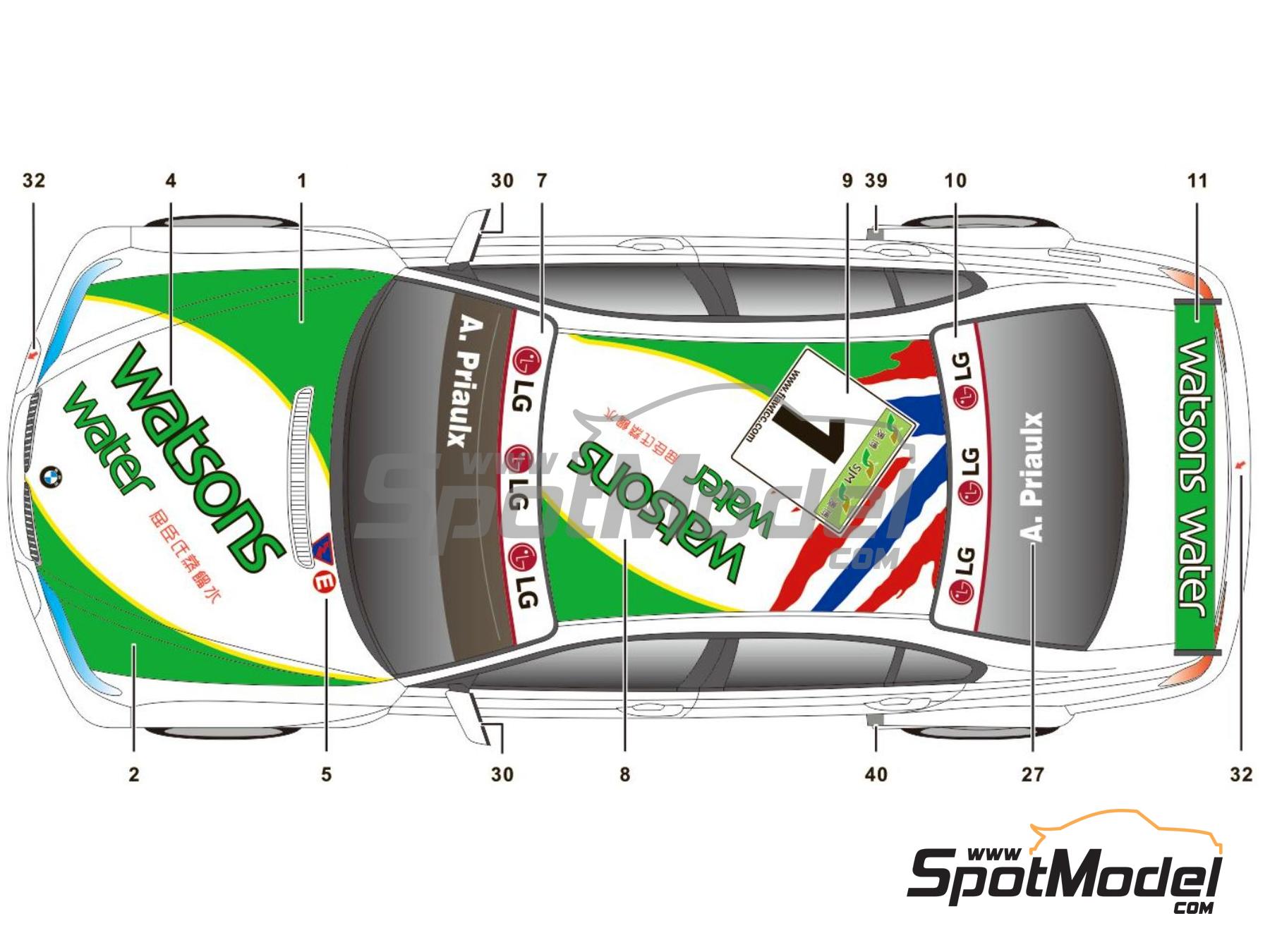 Image 2: BMW 320i E46 Equipo BMW UK patrocinado por Watsons water - Guia Race de Macau 2005 | Decoraci&oacute;n en escala&nbsp;1/24 fabricado por SK Decals (ref.&nbsp;SK-24146)