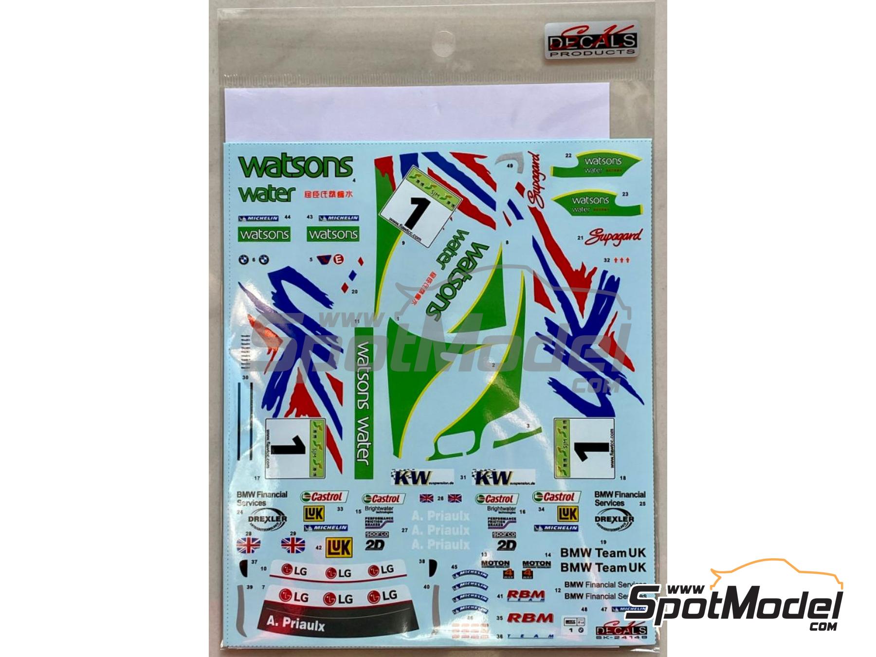 Image 5: BMW 320i E46 Equipo BMW UK patrocinado por Watsons water - Guia Race de Macau 2005 | Decoraci&oacute;n en escala&nbsp;1/24 fabricado por SK Decals (ref.&nbsp;SK-24146)