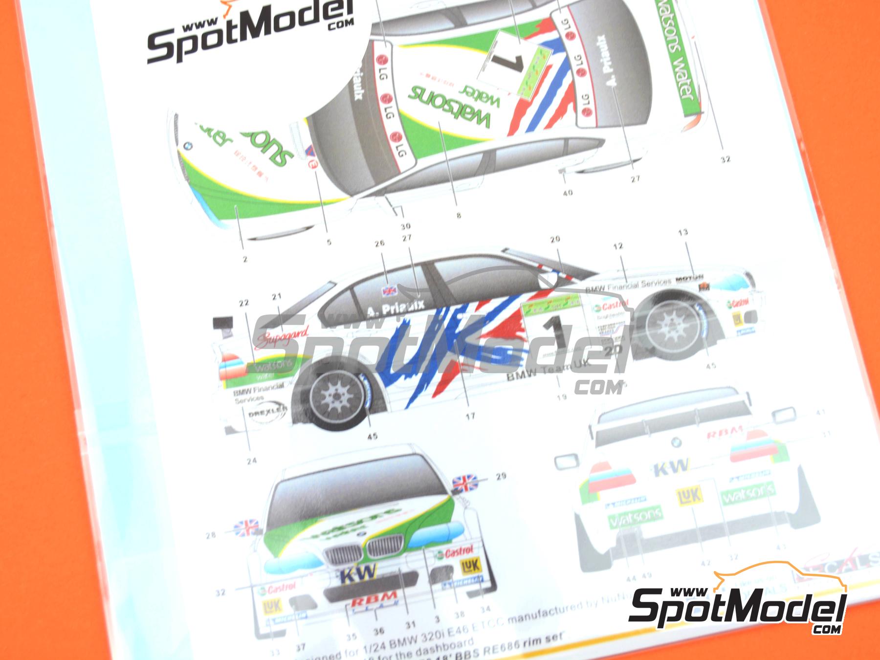 Image 9: BMW 320i E46 Equipo BMW UK patrocinado por Watsons water - Guia Race de Macau 2005 | Decoraci&oacute;n en escala&nbsp;1/24 fabricado por SK Decals (ref.&nbsp;SK-24146)