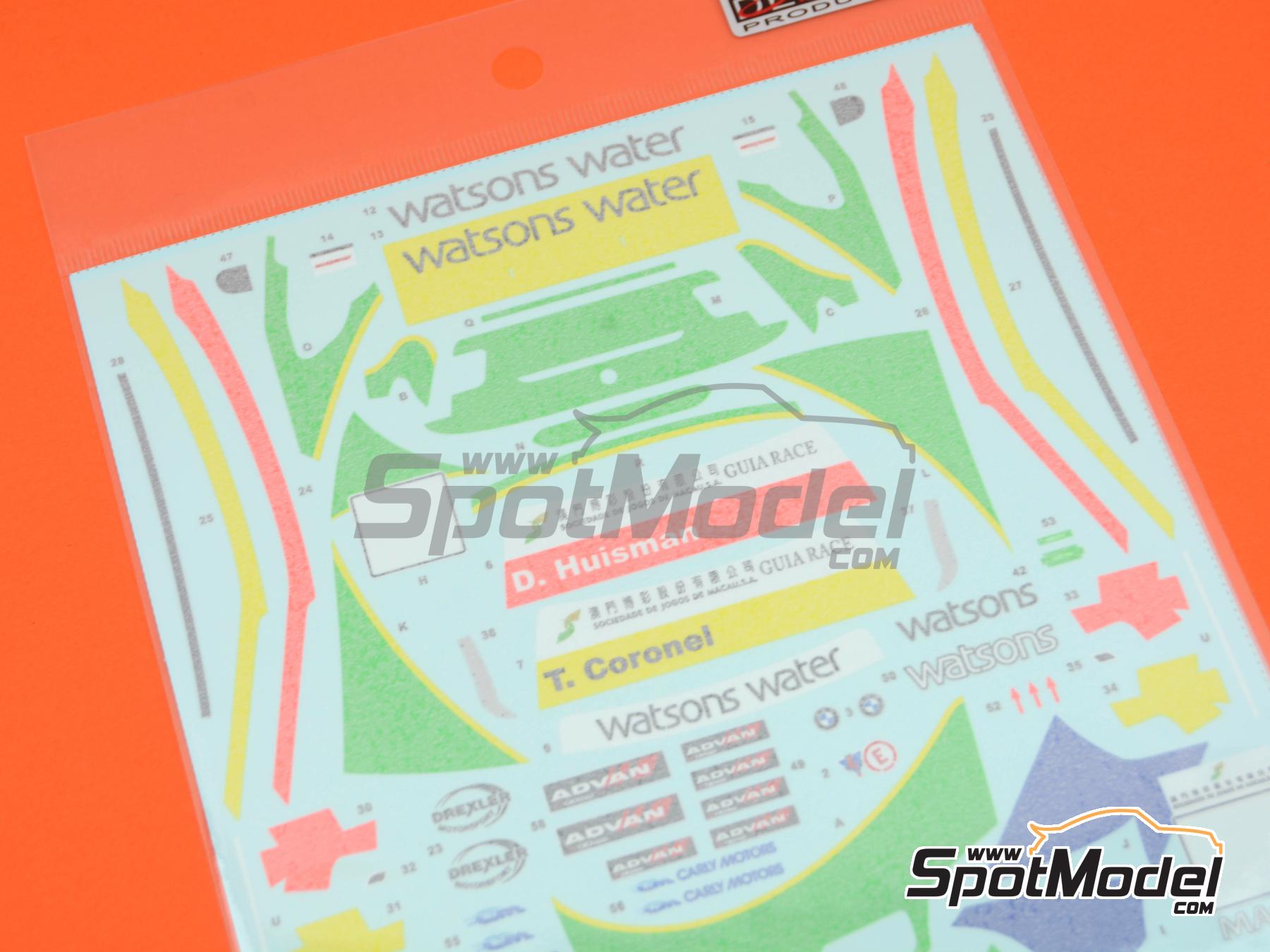 Image 14: BMW 320i E46 Equipo Carly Motors patrocinado por Watsons water - Guia Race de Macau 2004 | Decoraci&oacute;n en escala&nbsp;1/24 fabricado por SK Decals (ref.&nbsp;SK-24147, tambien SK24147)