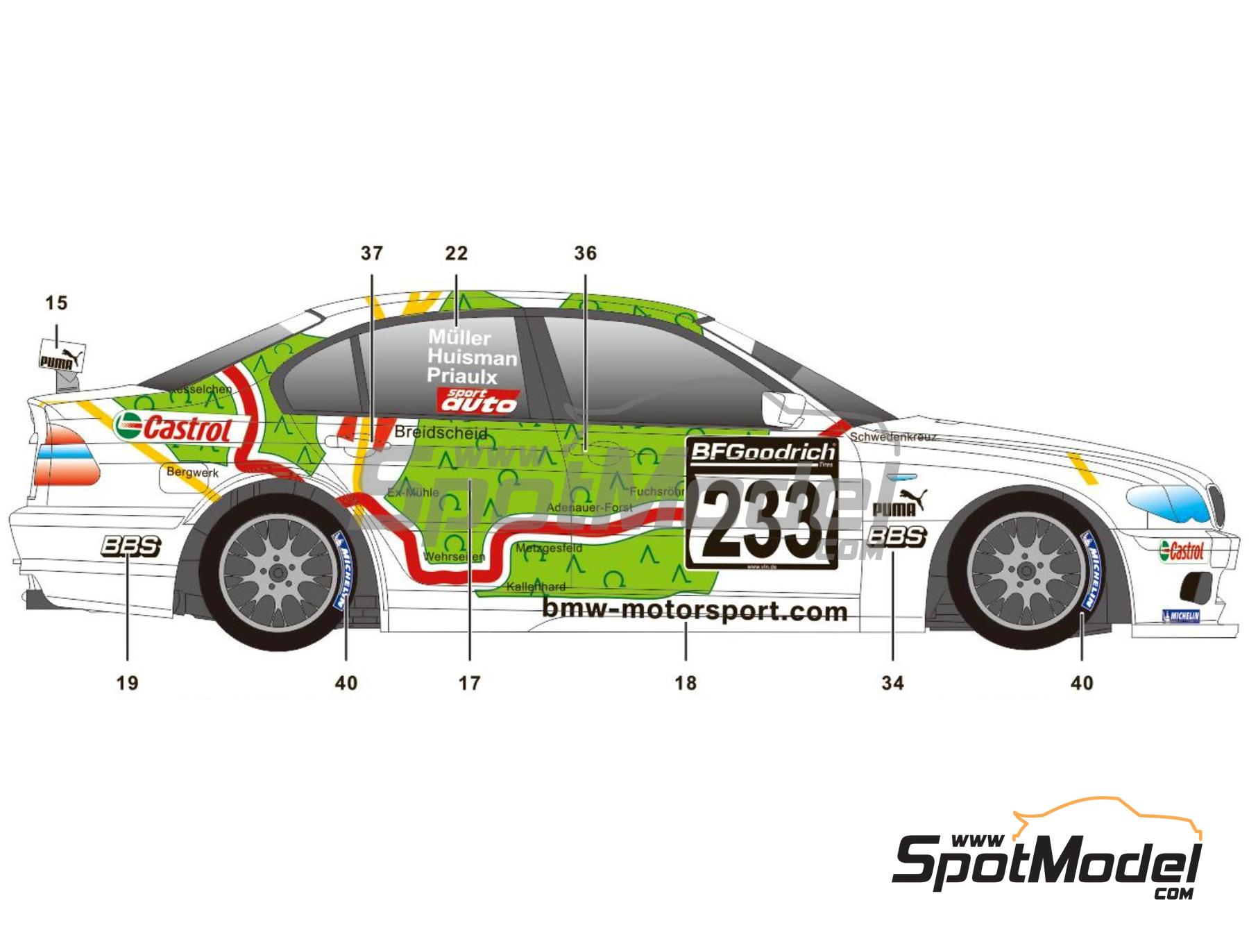 Image 3: BMW 320i E46 Equipo Schubert Motorsport - VLN N&uuml;rburgring Endurance Series 2005 | Decoraci&oacute;n en escala&nbsp;1/24 fabricado por SK Decals (ref.&nbsp;SK-24148, tambien SK24148)