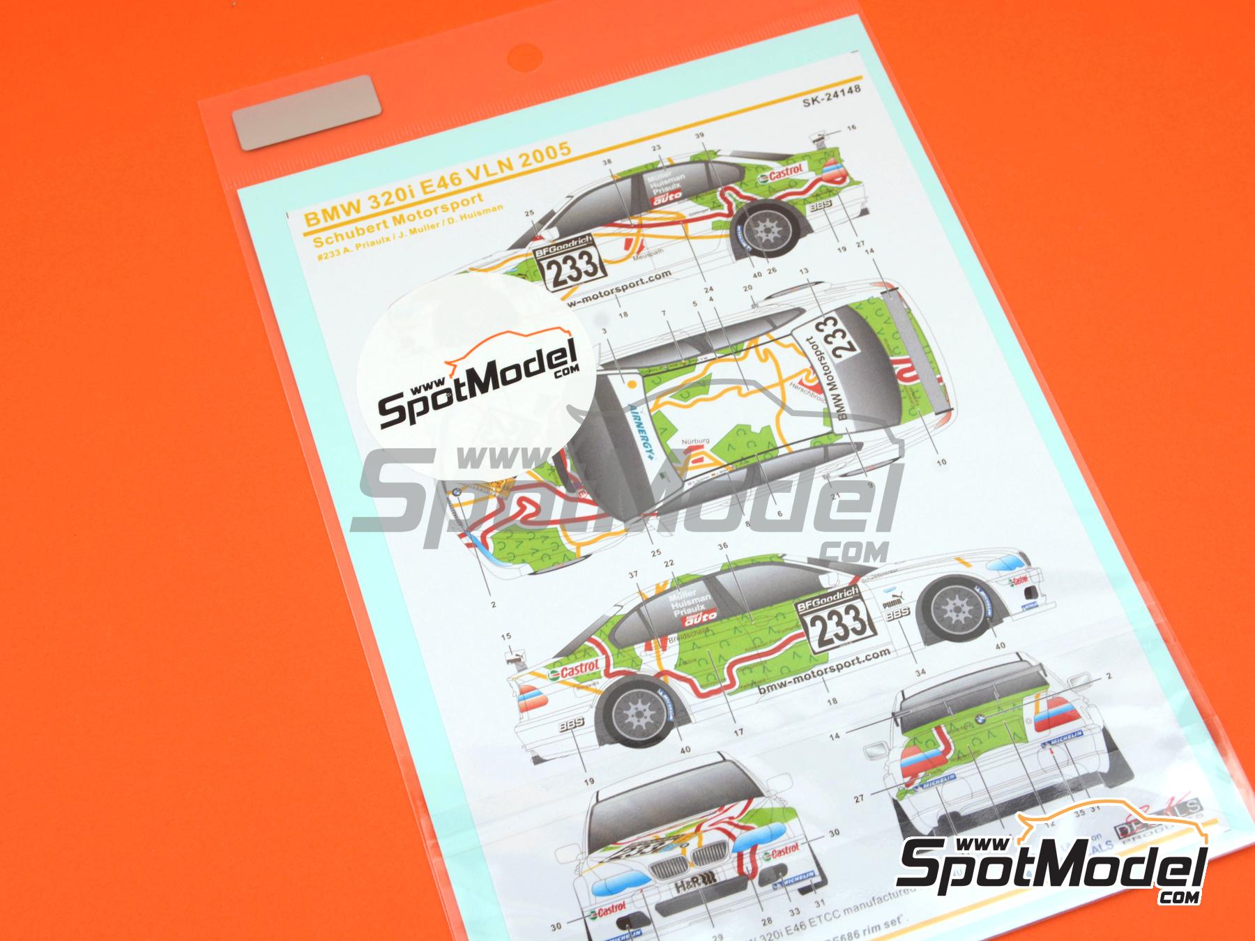 Image 10: BMW 320i E46 Equipo Schubert Motorsport - VLN N&uuml;rburgring Endurance Series 2005 | Decoraci&oacute;n en escala&nbsp;1/24 fabricado por SK Decals (ref.&nbsp;SK-24148, tambien SK24148)