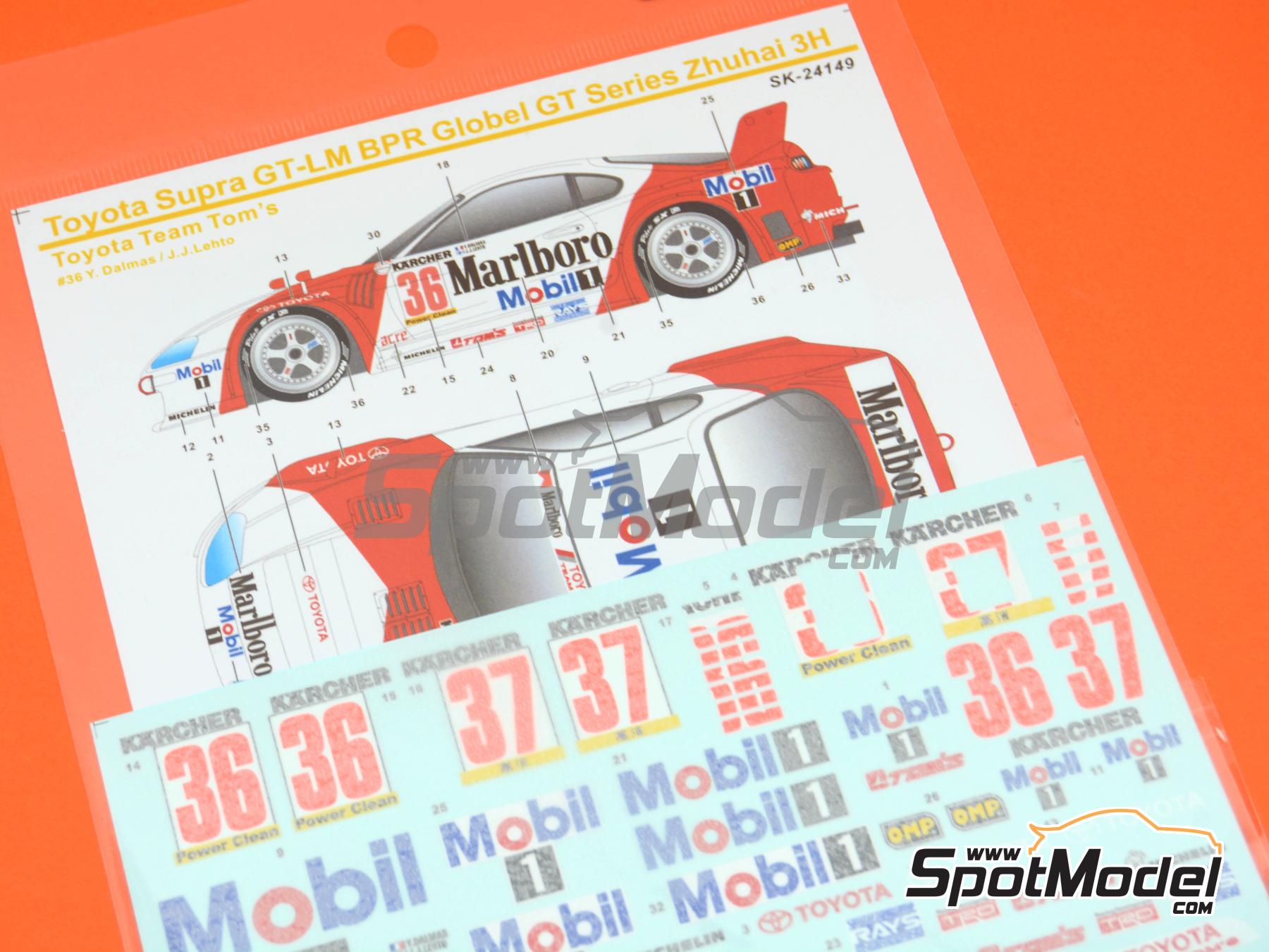 Image 9: Toyota Supra GT Equipo Toyota Tom's patrocinado por Marlboro - BPR Global GT Series Zhuhai 1995 | Decoraci&oacute;n en escala&nbsp;1/24 fabricado por SK Decals (ref.&nbsp;SK-24149, tambien SK24149)