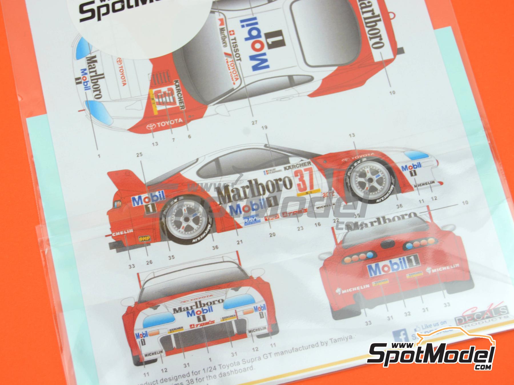 Image 13: Toyota Supra GT Equipo Toyota Tom's patrocinado por Marlboro - BPR Global GT Series Zhuhai 1995 | Decoraci&oacute;n en escala&nbsp;1/24 fabricado por SK Decals (ref.&nbsp;SK-24149, tambien SK24149)