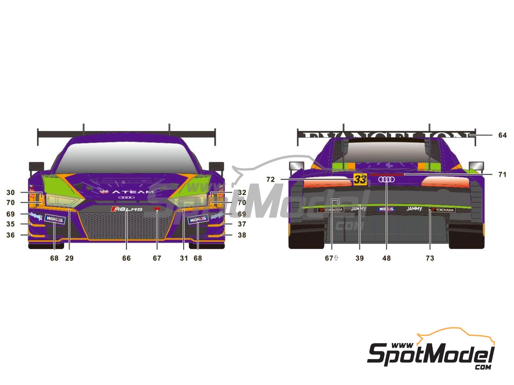 Image 4: Audi R8 LMS Evo GT3 Equipo X Works patrocinado por ATeam - Autobacs Super GT Series 2020 | Decoraci&oacute;n en escala&nbsp;1/24 fabricado por SK Decals (ref.&nbsp;SK-24150, tambien SK24150)