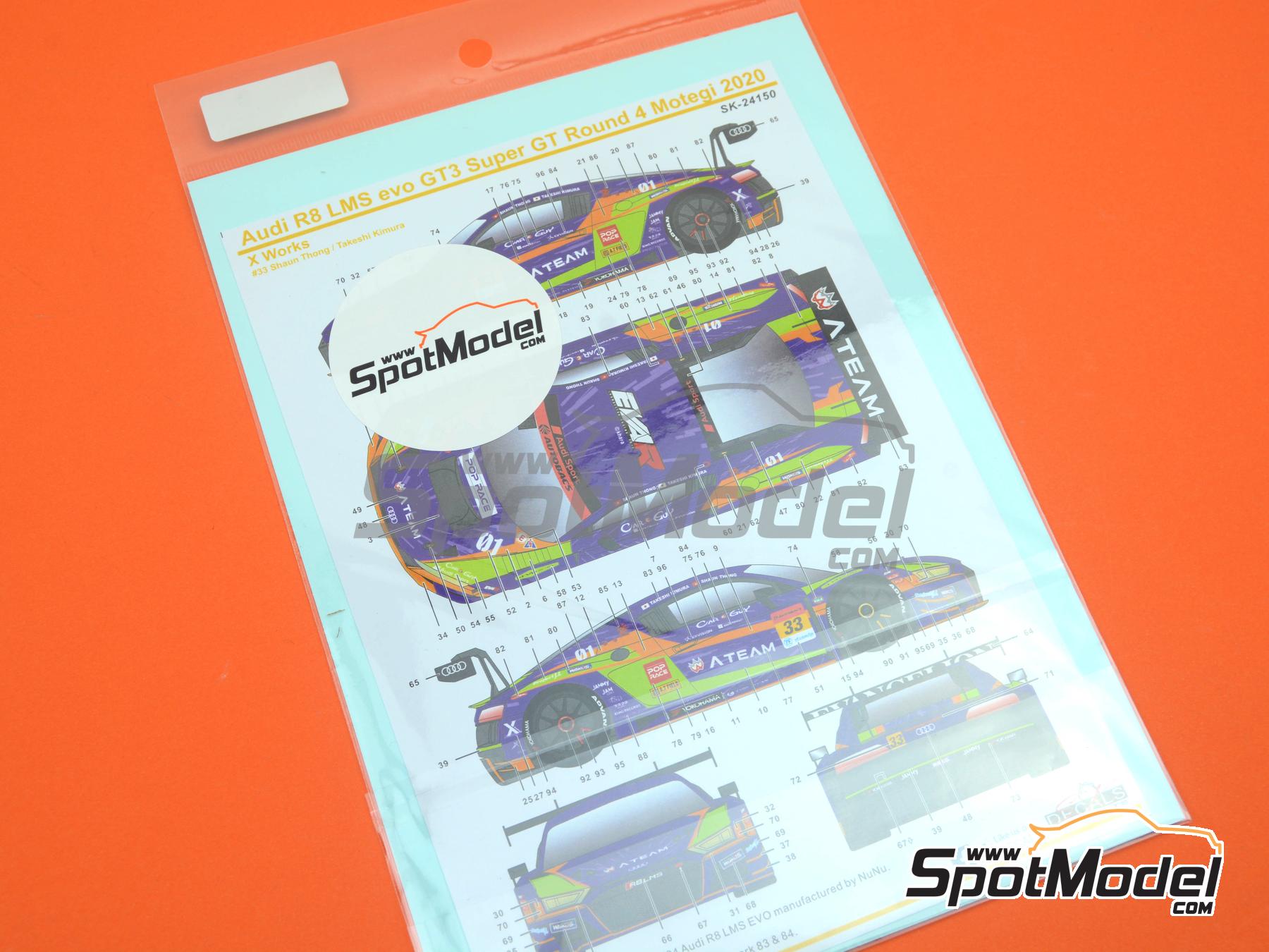 Image 9: Audi R8 LMS Evo GT3 Equipo X Works patrocinado por ATeam - Autobacs Super GT Series 2020 | Decoraci&oacute;n en escala&nbsp;1/24 fabricado por SK Decals (ref.&nbsp;SK-24150, tambien SK24150)