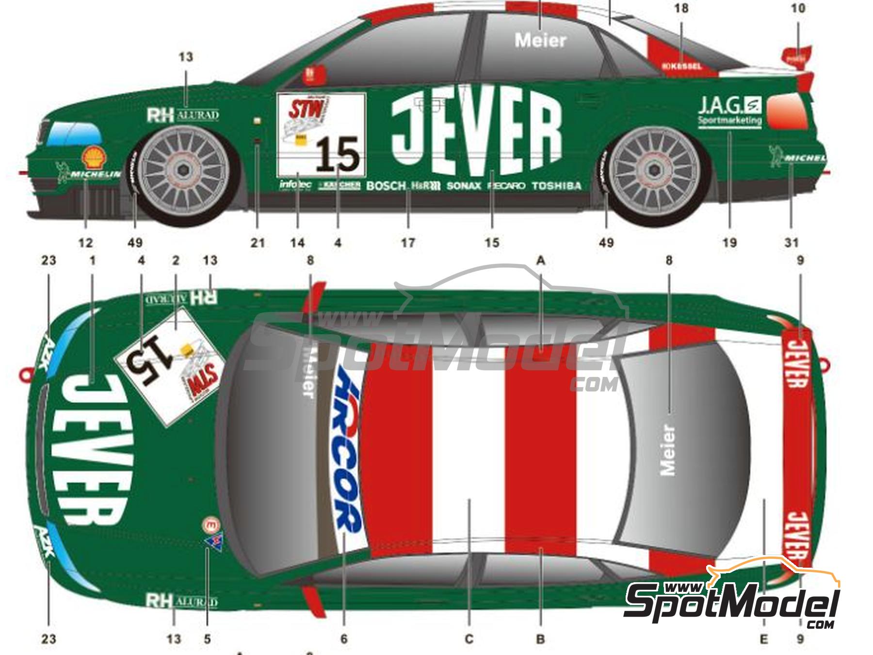 Image 7: Audi A4 Quattro AZK Phoenix Team sponsored by Jever - Guia Race of Macau, German Super Tourenwagen Cup (STW - Super Tourenwagen Cup) 1999 | Marking / livery in 1/24 scale manufactured by SK Decals (ref.&nbsp;SK-24154, also SK24154)