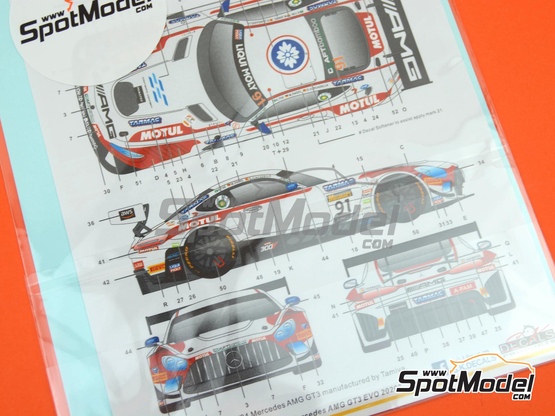 Image 8: Mercedes AMG GT3 Evo Craft-Bamboo Racing Team sponsored by Evisu, Tarmac Works - 12 hours Bathurst 2022 | Marking / livery in 1/24 scale manufactured by SK Decals (ref.&nbsp;SK-24170, also SK24170)