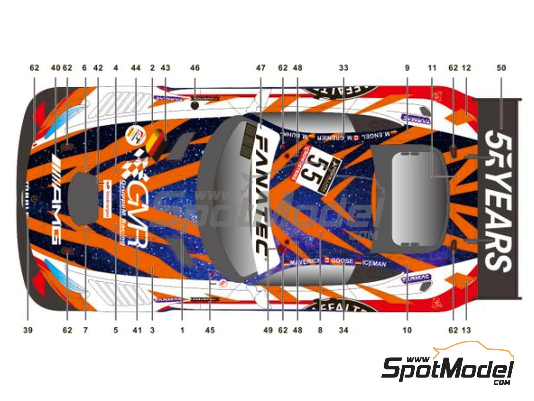 Image 2: Mercedes AMG GT3 Evo GruppeM Racing Team sponsored by Affalterbach - TotalEnergies 24 hours of Spa 2022 | Marking / livery in 1/24 scale manufactured by SK Decals (ref. SK-24172, also SK24172)