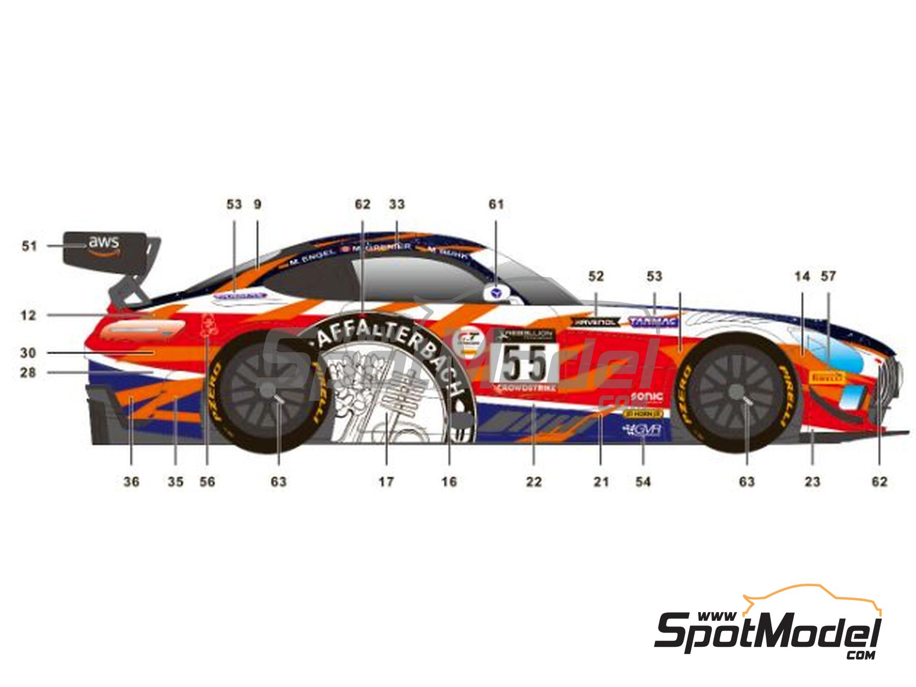 Image 3: Mercedes AMG GT3 Evo GruppeM Racing Team sponsored by Affalterbach - TotalEnergies 24 hours of Spa 2022 | Marking / livery in 1/24 scale manufactured by SK Decals (ref. SK-24172, also SK24172)