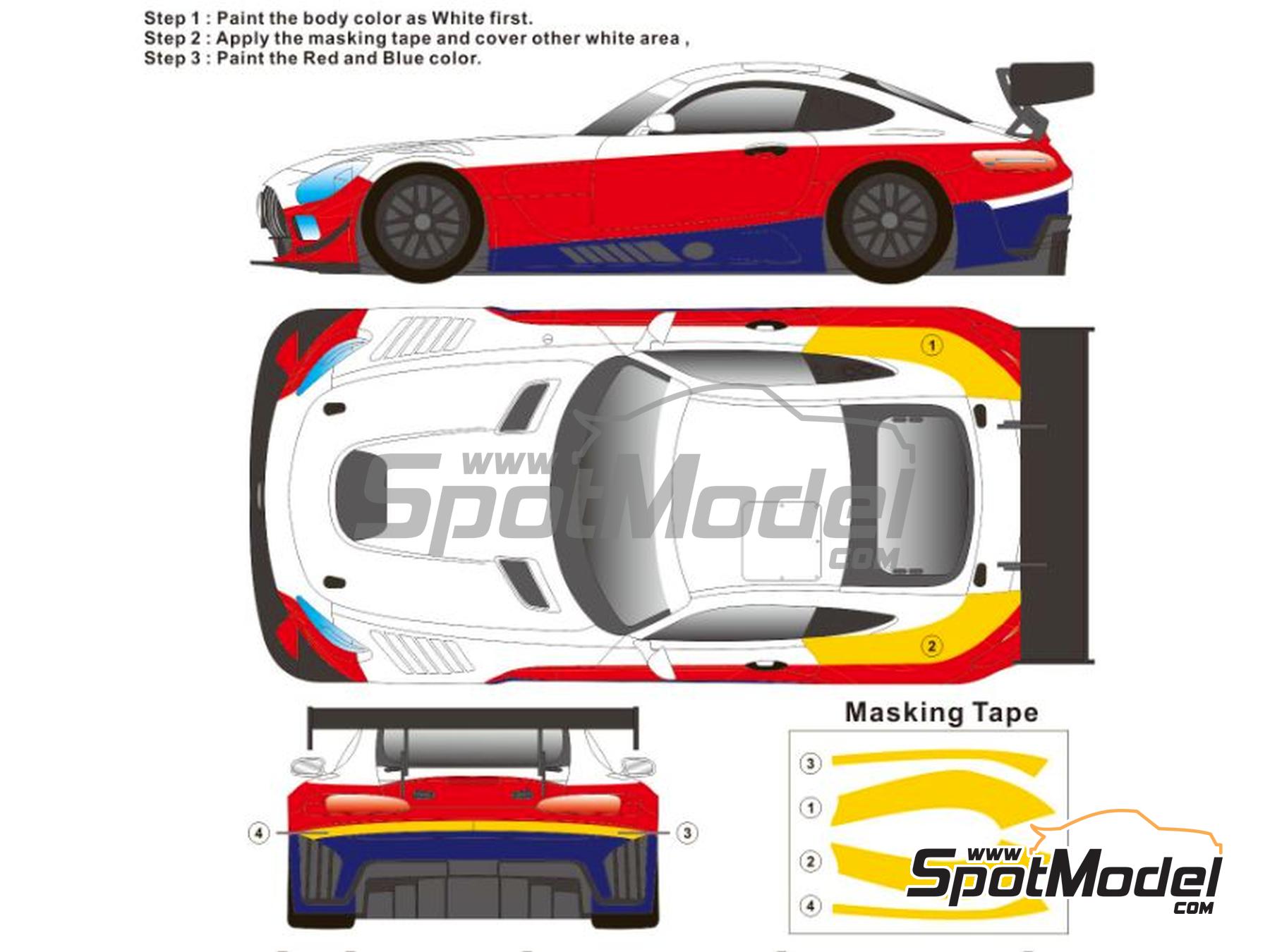 Image 5: Mercedes AMG GT3 Evo GruppeM Racing Team sponsored by Affalterbach - TotalEnergies 24 hours of Spa 2022 | Marking / livery in 1/24 scale manufactured by SK Decals (ref. SK-24172, also SK24172)