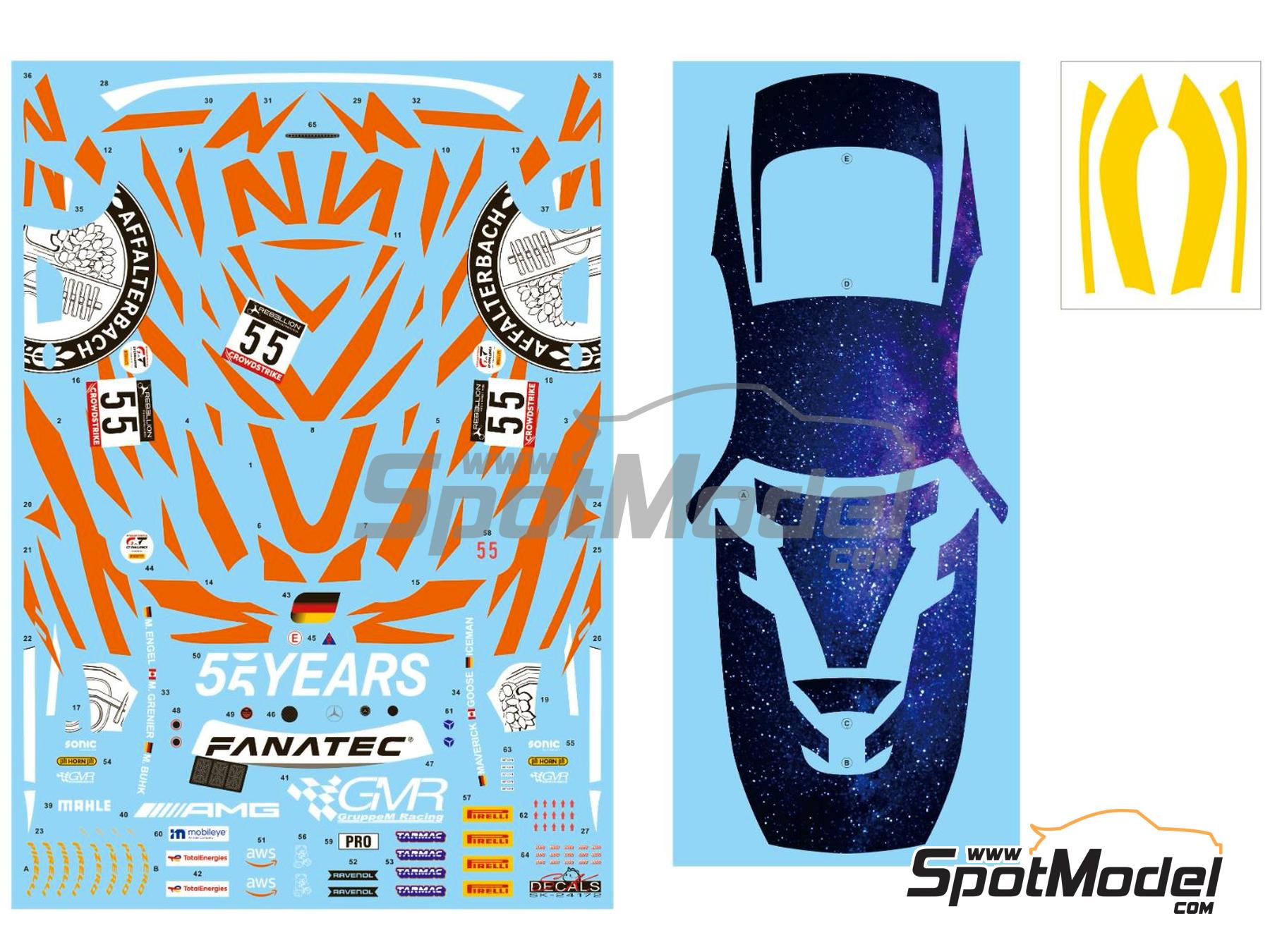 Image 6: Mercedes AMG GT3 Evo GruppeM Racing Team sponsored by Affalterbach - TotalEnergies 24 hours of Spa 2022 | Marking / livery in 1/24 scale manufactured by SK Decals (ref. SK-24172, also SK24172)