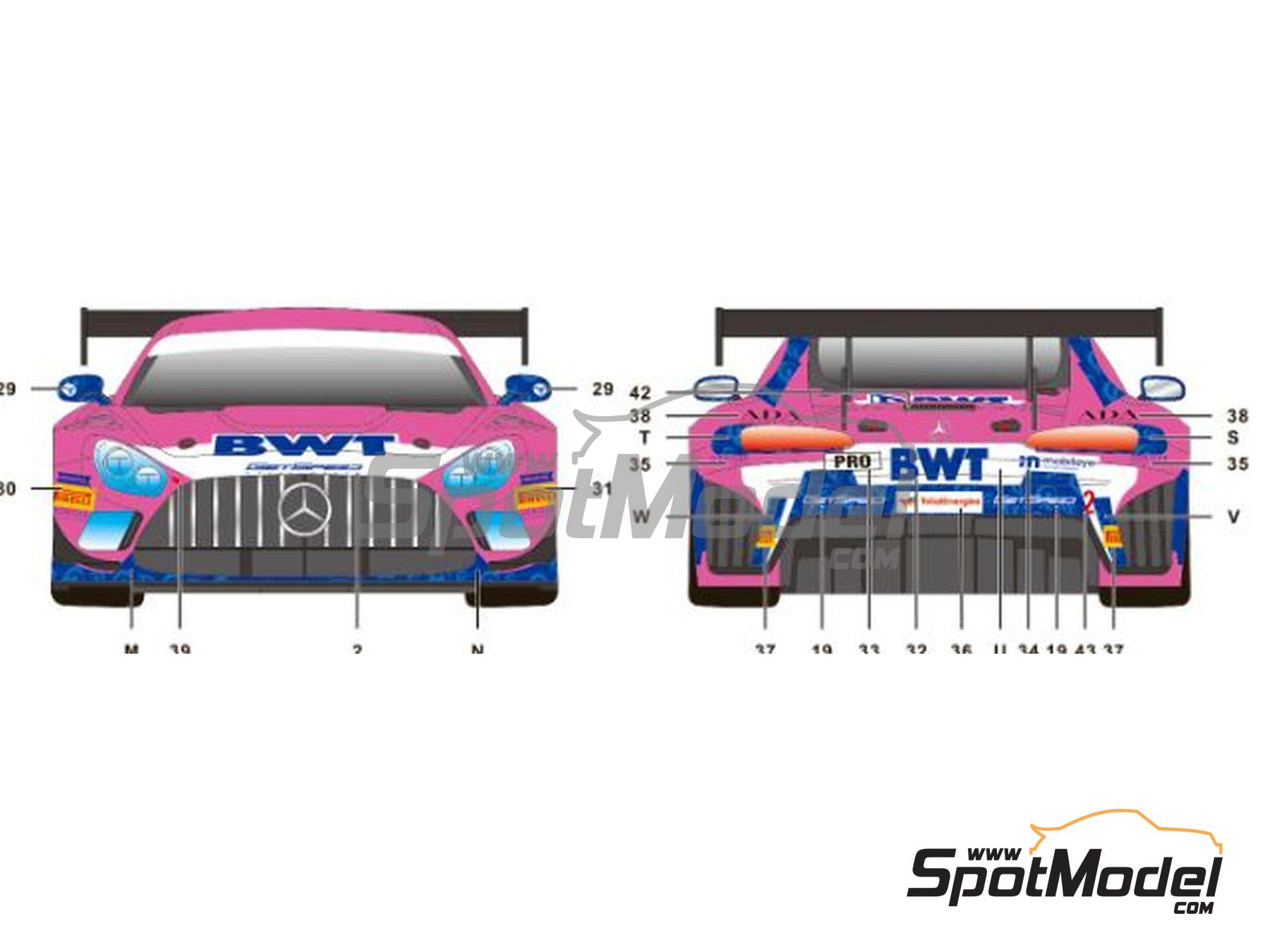 Image 5: Mercedes AMG GT3 Evo GetSpeed Team sponsored by BWT - TotalEnergies 24 hours of Spa 2022 | Marking / livery in 1/24 scale manufactured by SK Decals (ref.&nbsp;SK-24173, also SK24173)