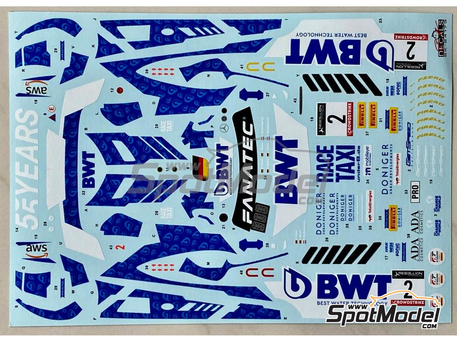 Image 6: Mercedes AMG GT3 Evo GetSpeed Team sponsored by BWT - TotalEnergies 24 hours of Spa 2022 | Marking / livery in 1/24 scale manufactured by SK Decals (ref.&nbsp;SK-24173, also SK24173)