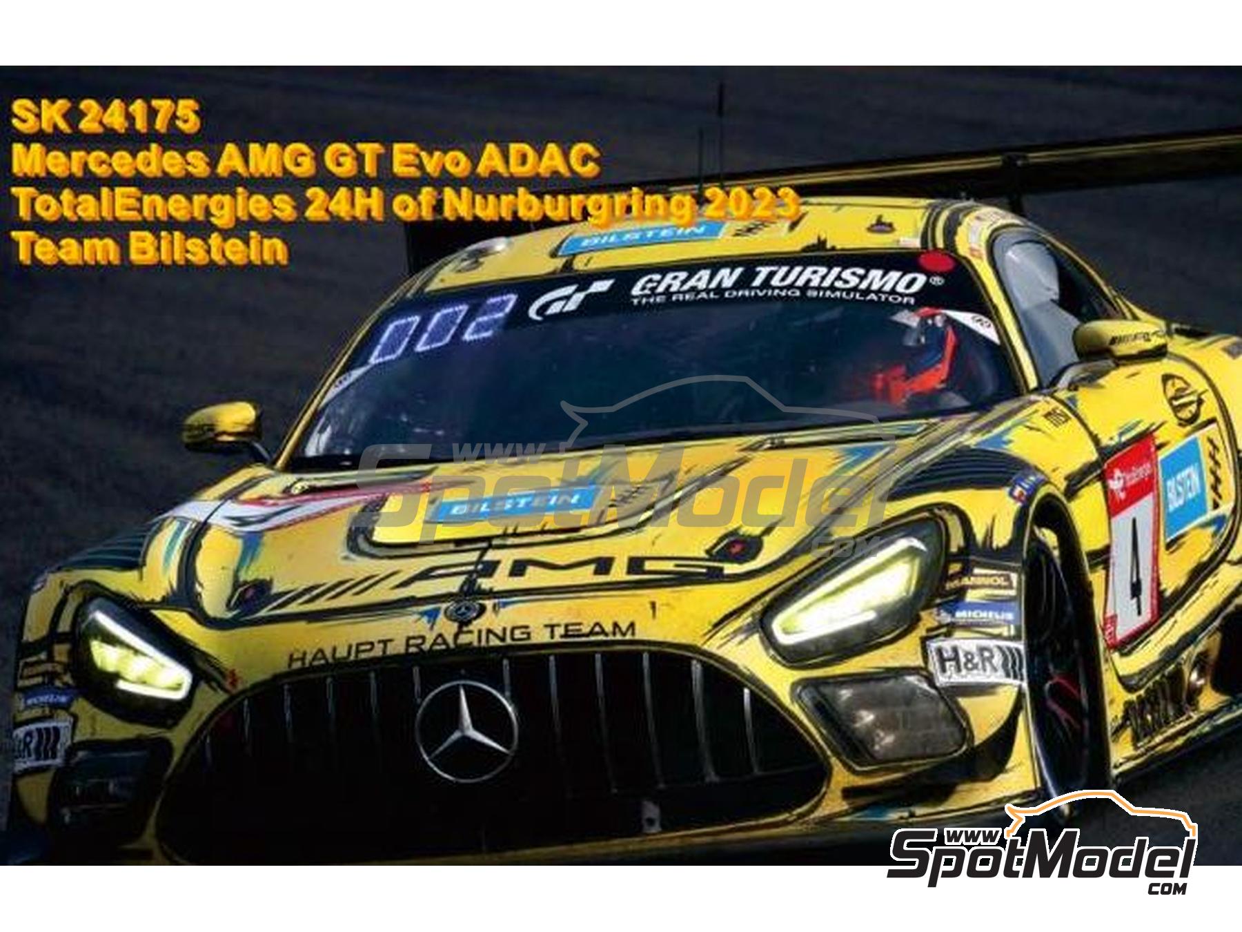 Image 1: Mercedes AMG GT3 Evo Equipo Haupt Racing patrocinado por Bilstein - 24 Horas de N&uuml;rburgring 2023 | Decoraci&oacute;n en escala&nbsp;1/24 fabricado por SK Decals (ref.&nbsp;SK-24175)