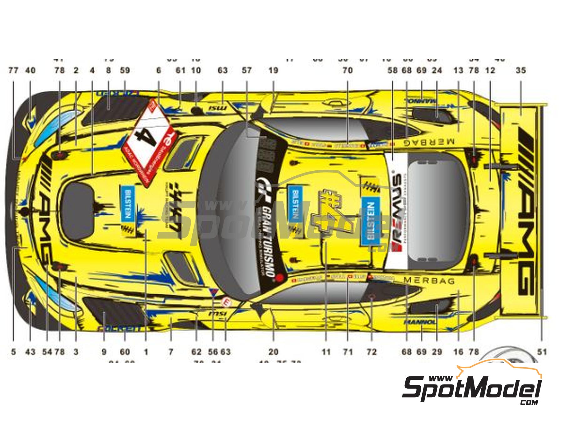 Image 3: Mercedes AMG GT3 Evo Equipo Haupt Racing patrocinado por Bilstein - 24 Horas de N&uuml;rburgring 2023 | Decoraci&oacute;n en escala&nbsp;1/24 fabricado por SK Decals (ref.&nbsp;SK-24175)