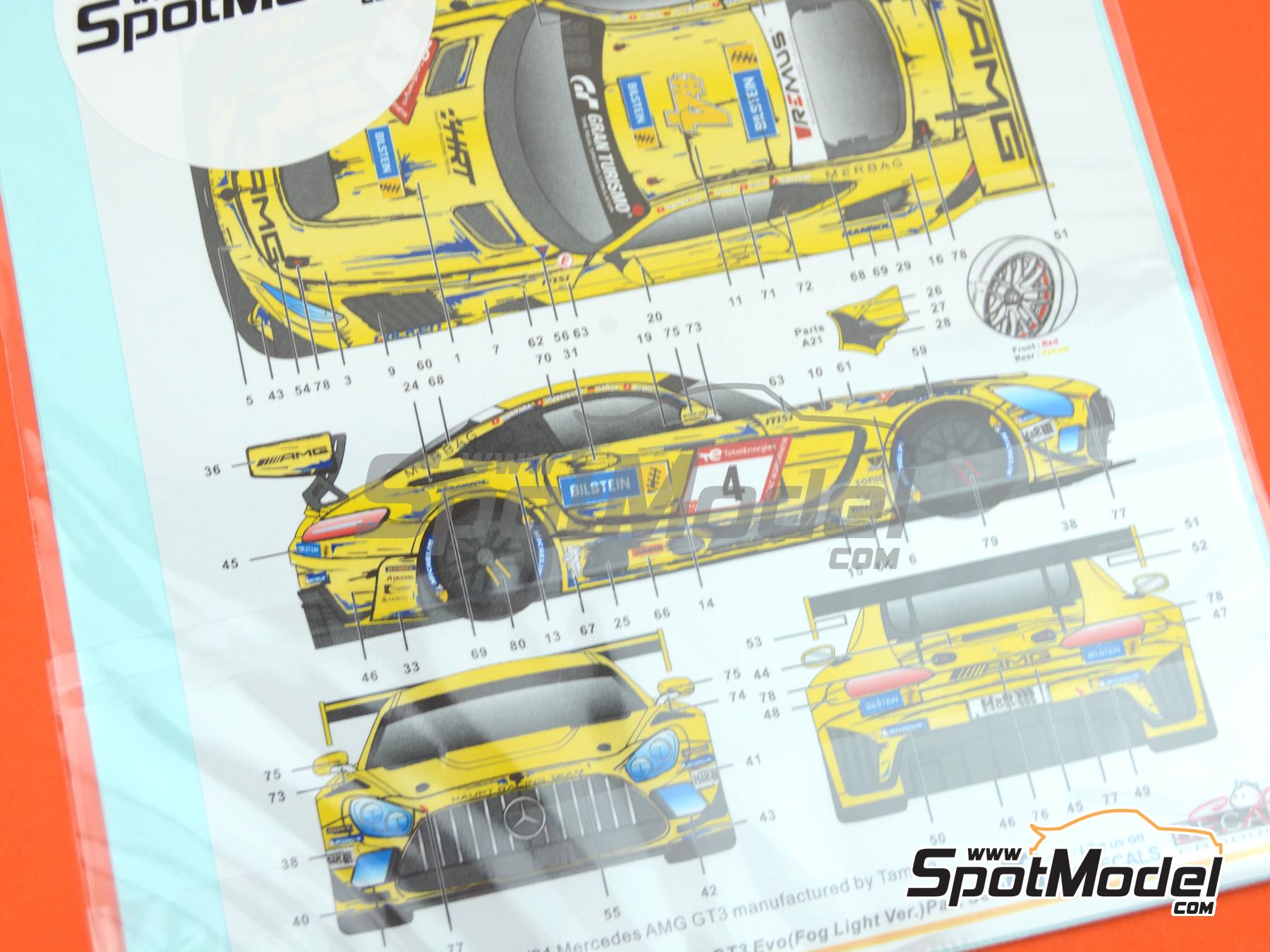 Image 13: Mercedes AMG GT3 Evo Equipo Haupt Racing patrocinado por Bilstein - 24 Horas de N&uuml;rburgring 2023 | Decoraci&oacute;n en escala&nbsp;1/24 fabricado por SK Decals (ref.&nbsp;SK-24175)