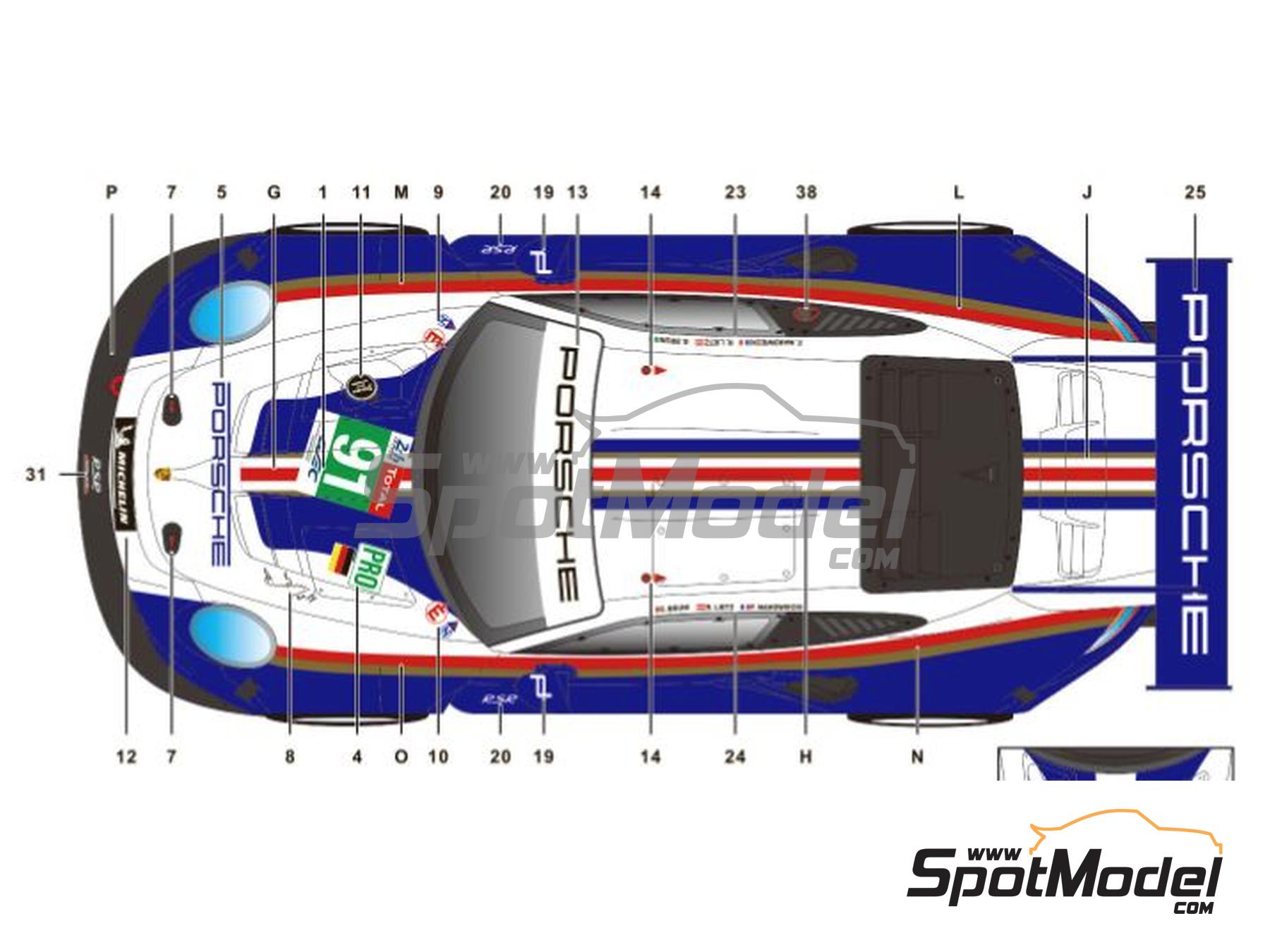 Image 2: Porsche 911 991 GT3 RSR Equipo Porsche GT - 24 Horas de Le Mans 2018 | Decoraci&oacute;n en escala&nbsp;1/24 fabricado por SK Decals (ref.&nbsp;SK-24185, tambien SK24185)