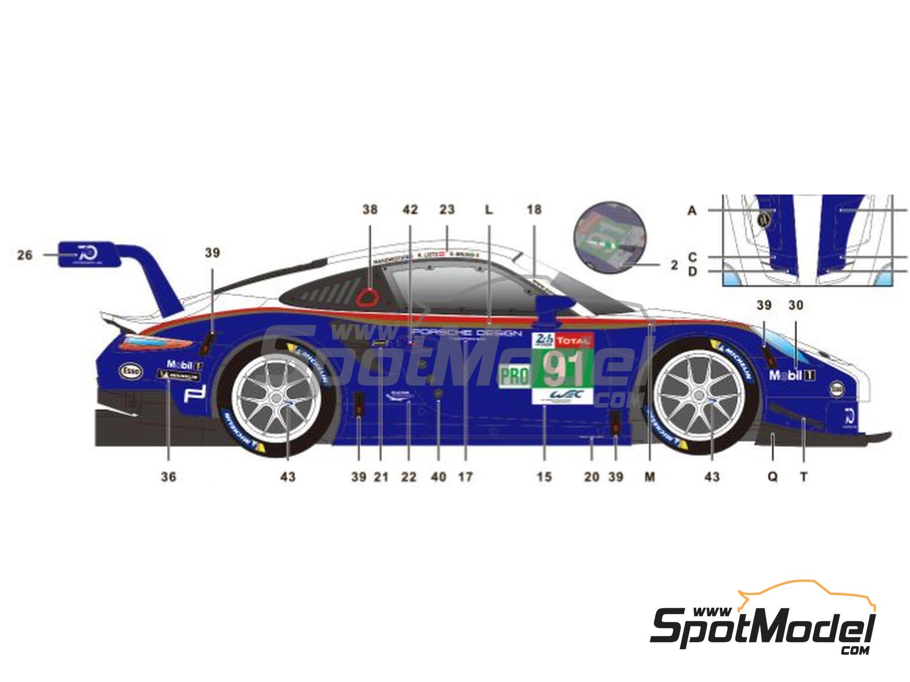 Image 3: Porsche 911 991 GT3 RSR Equipo Porsche GT - 24 Horas de Le Mans 2018 | Decoraci&oacute;n en escala&nbsp;1/24 fabricado por SK Decals (ref.&nbsp;SK-24185, tambien SK24185)