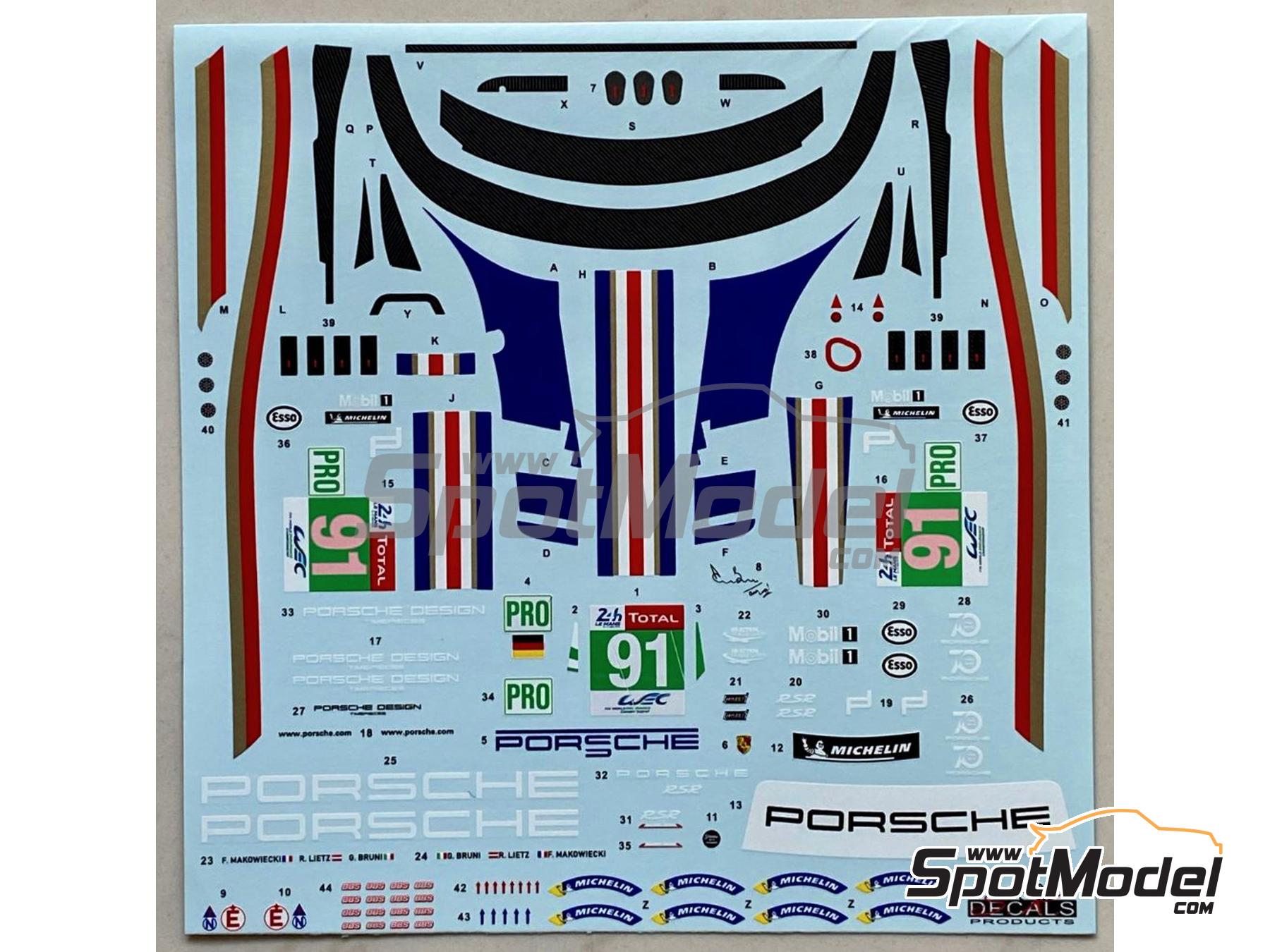 Image 5: Porsche 911 991 GT3 RSR Equipo Porsche GT - 24 Horas de Le Mans 2018 | Decoraci&oacute;n en escala&nbsp;1/24 fabricado por SK Decals (ref.&nbsp;SK-24185, tambien SK24185)