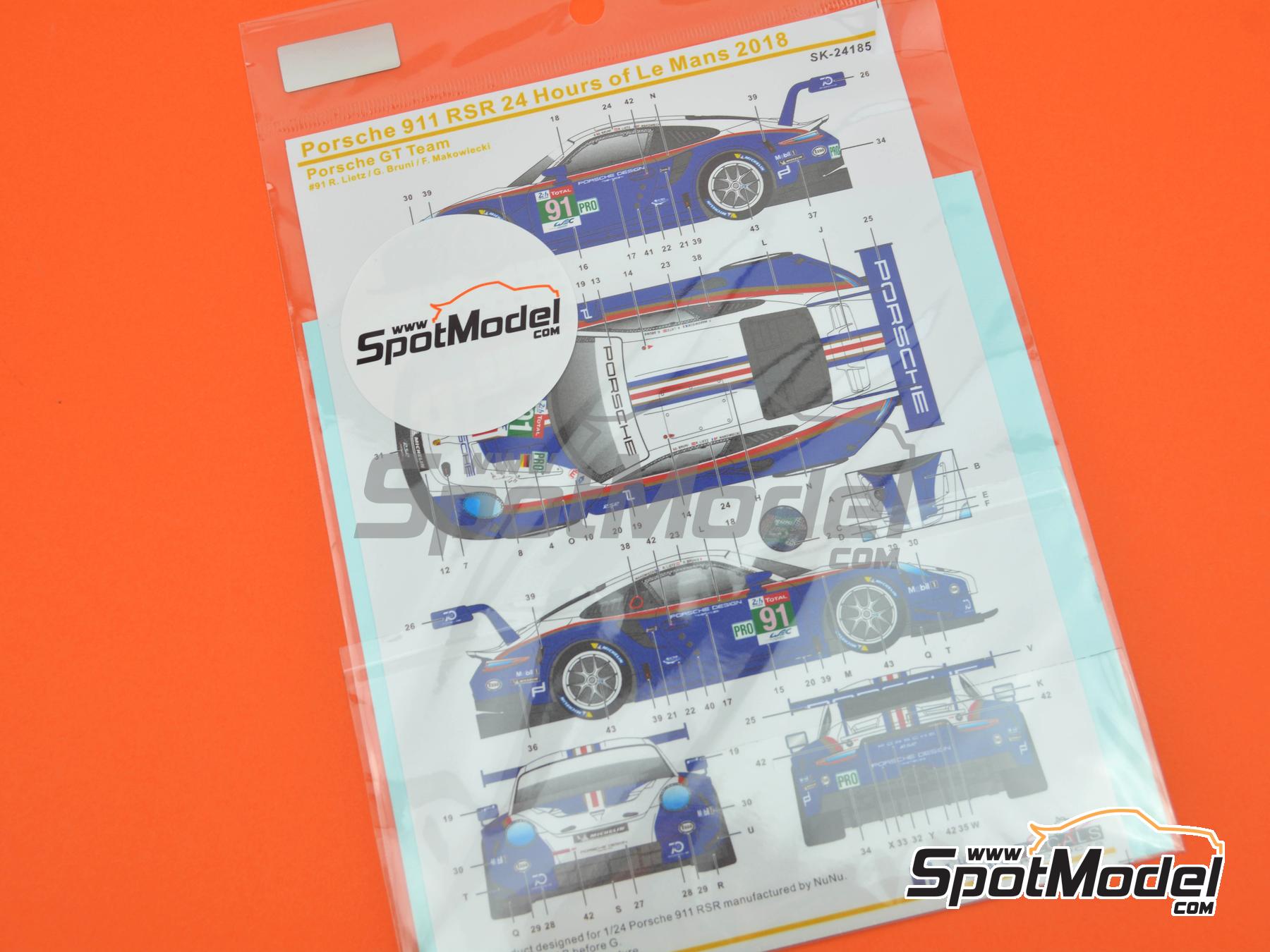 Image 7: Porsche 911 991 GT3 RSR Equipo Porsche GT - 24 Horas de Le Mans 2018 | Decoraci&oacute;n en escala&nbsp;1/24 fabricado por SK Decals (ref.&nbsp;SK-24185, tambien SK24185)