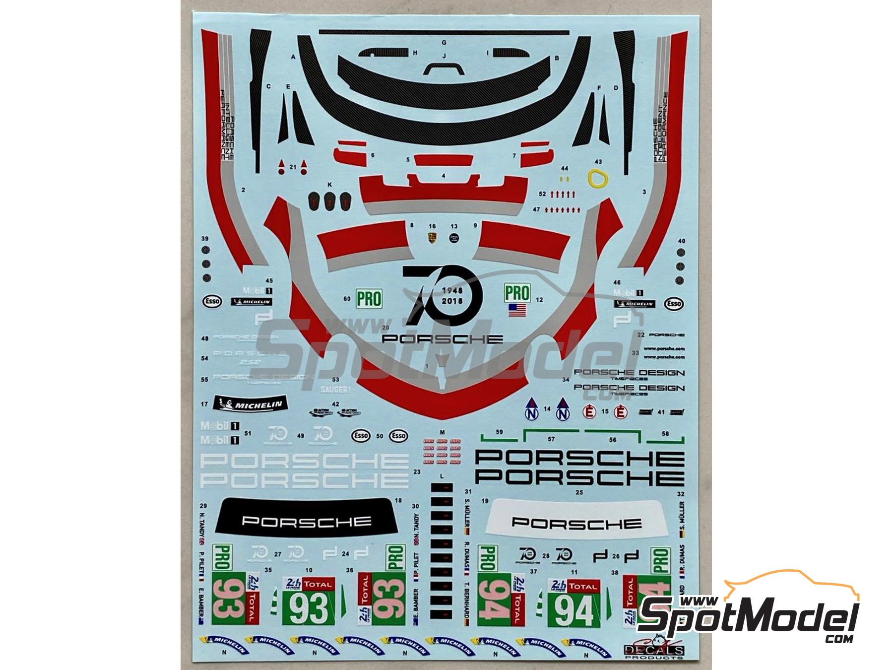Image 5: Porsche 911 991 GT3 RSR Porsche GT USA Team - 24 Hours Le Mans 2018 | Marking / livery in 1/24 scale manufactured by SK Decals (ref. SK-24186, also SK24186)
