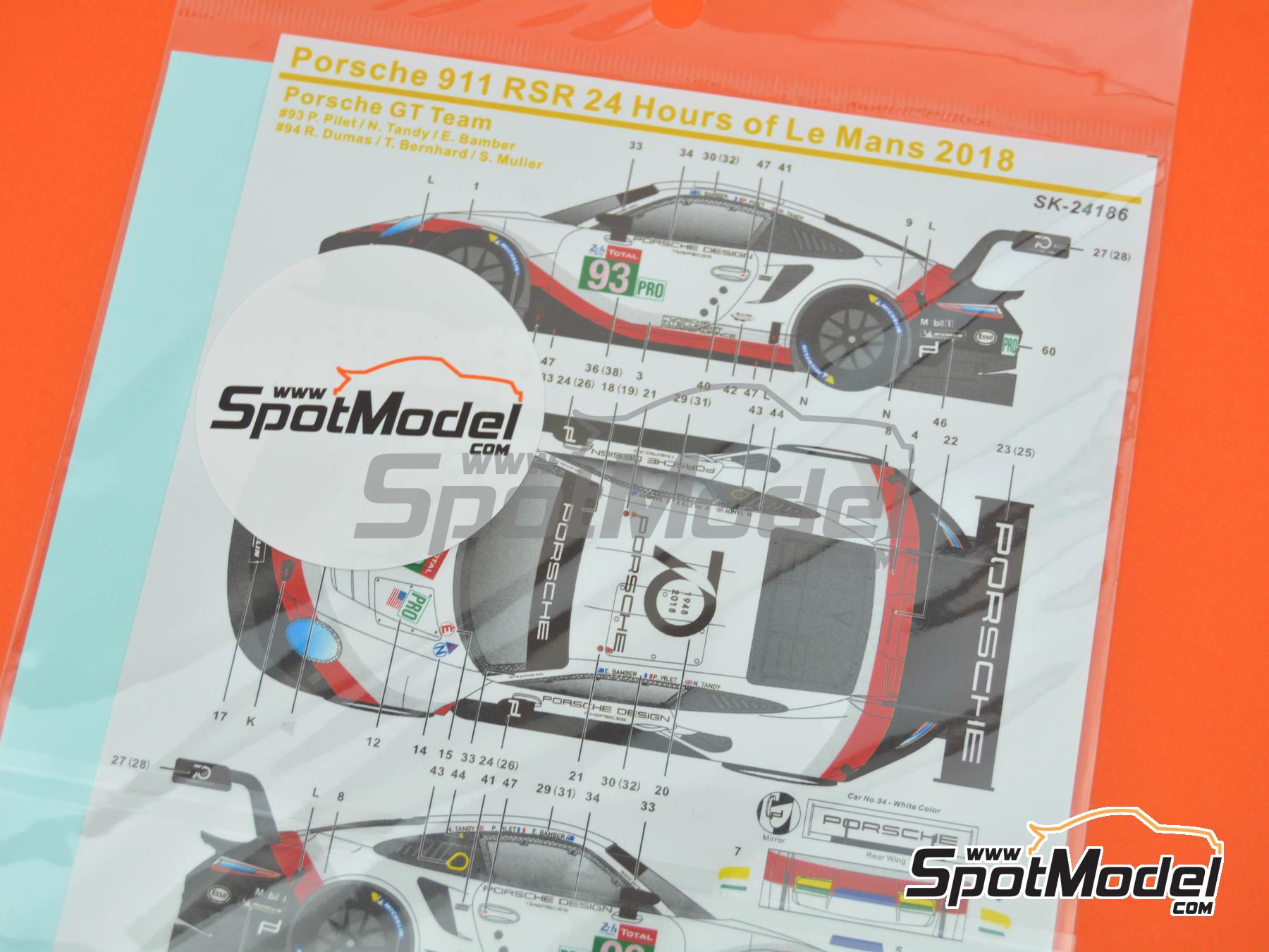 Image 10: Porsche 911 991 GT3 RSR Porsche GT USA Team - 24 Hours Le Mans 2018 | Marking / livery in 1/24 scale manufactured by SK Decals (ref. SK-24186, also SK24186)