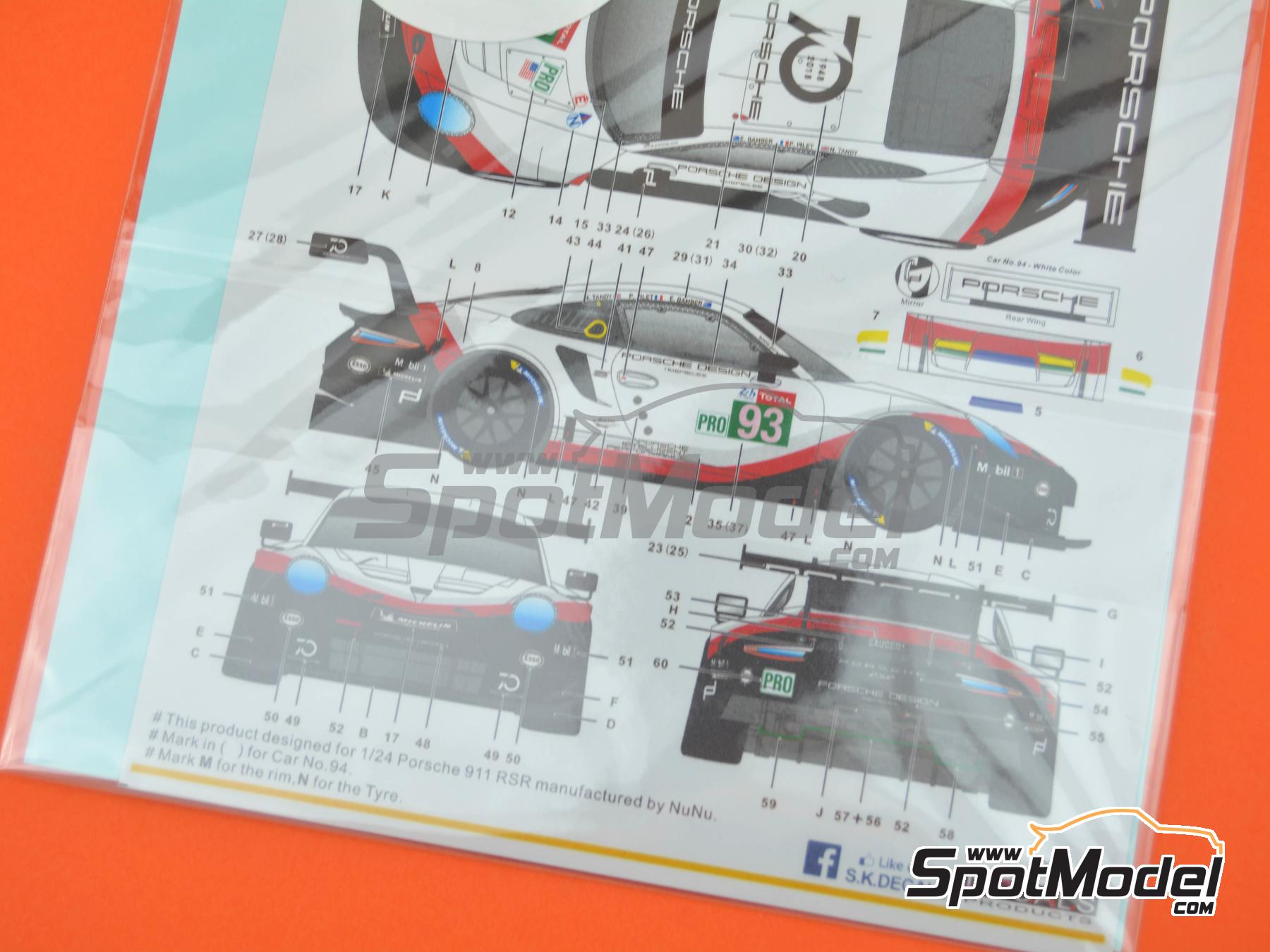 Image 11: Porsche 911 991 GT3 RSR Porsche GT USA Team - 24 Hours Le Mans 2018 | Marking / livery in 1/24 scale manufactured by SK Decals (ref. SK-24186, also SK24186)