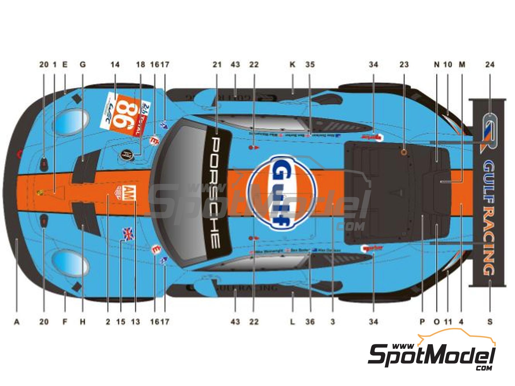 Image 2: Porsche 911 991 GT3 RSR Gulf Racing Team - 24 Hours Le Mans 2018 | Marking / livery in 1/24 scale manufactured by SK Decals (ref. SK-24187, also SK24187)