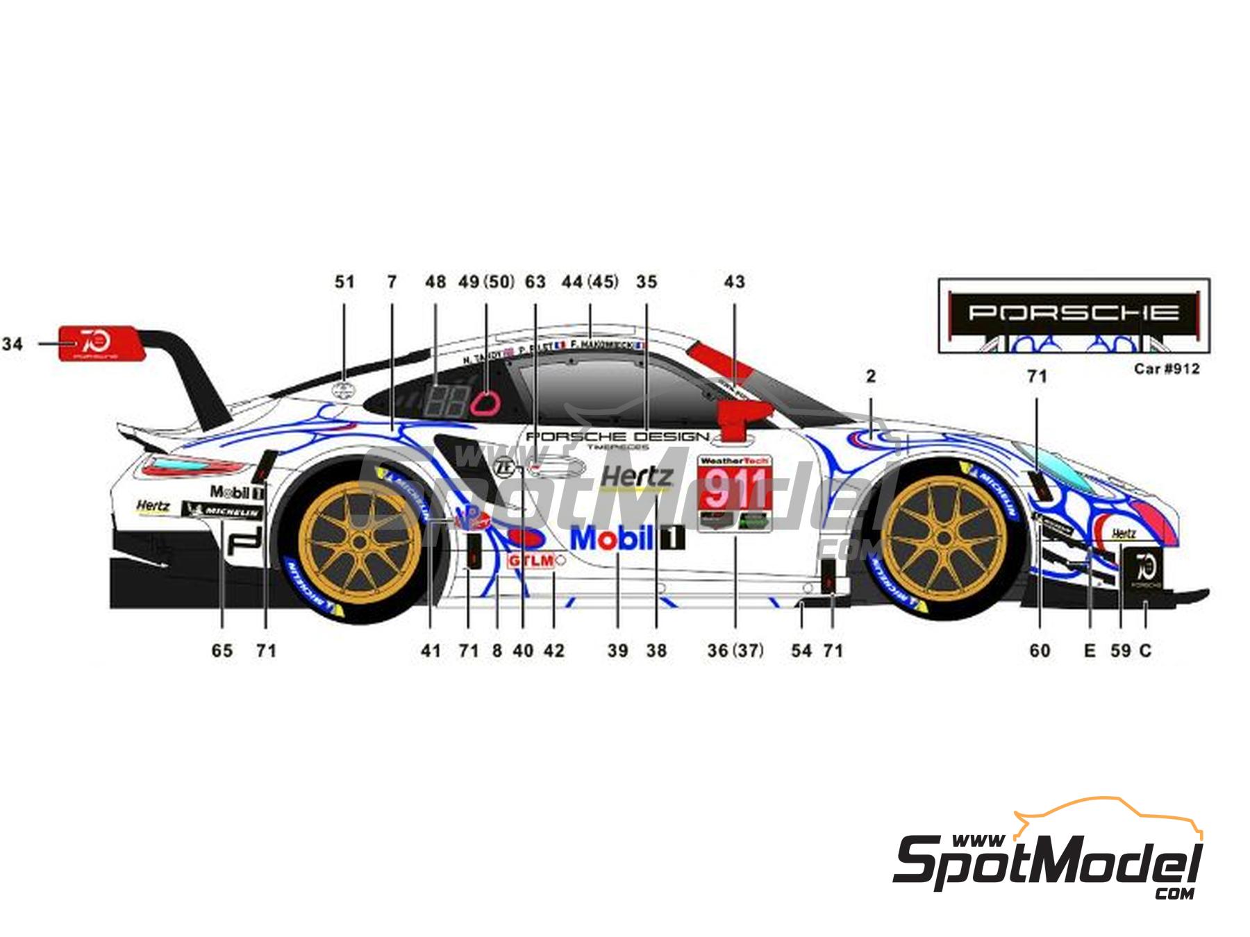 Image 3: Porsche 911 GT3 RSR Equipo Porsche GT patrocinado por Mobil1 - Petit Le Mans, Campeonato IMSA WeatherTech SportsCar 2018 | Decoración en escala 1/24 fabricado por SK Decals (ref. SK-24189, tambien SK24189)