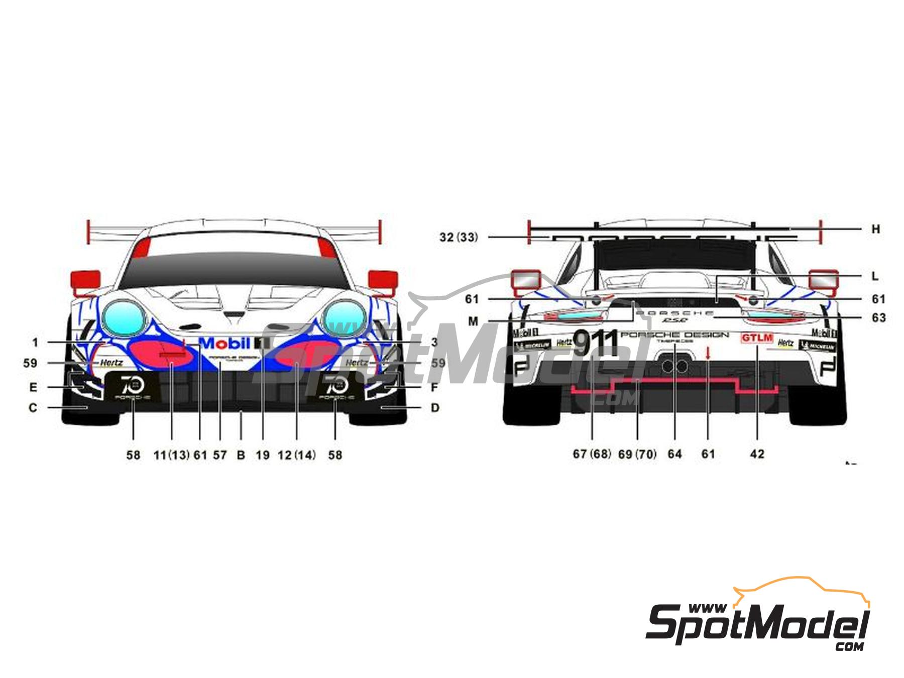 Image 4: Porsche 911 GT3 RSR Equipo Porsche GT patrocinado por Mobil1 - Petit Le Mans, Campeonato IMSA WeatherTech SportsCar 2018 | Decoración en escala 1/24 fabricado por SK Decals (ref. SK-24189, tambien SK24189)