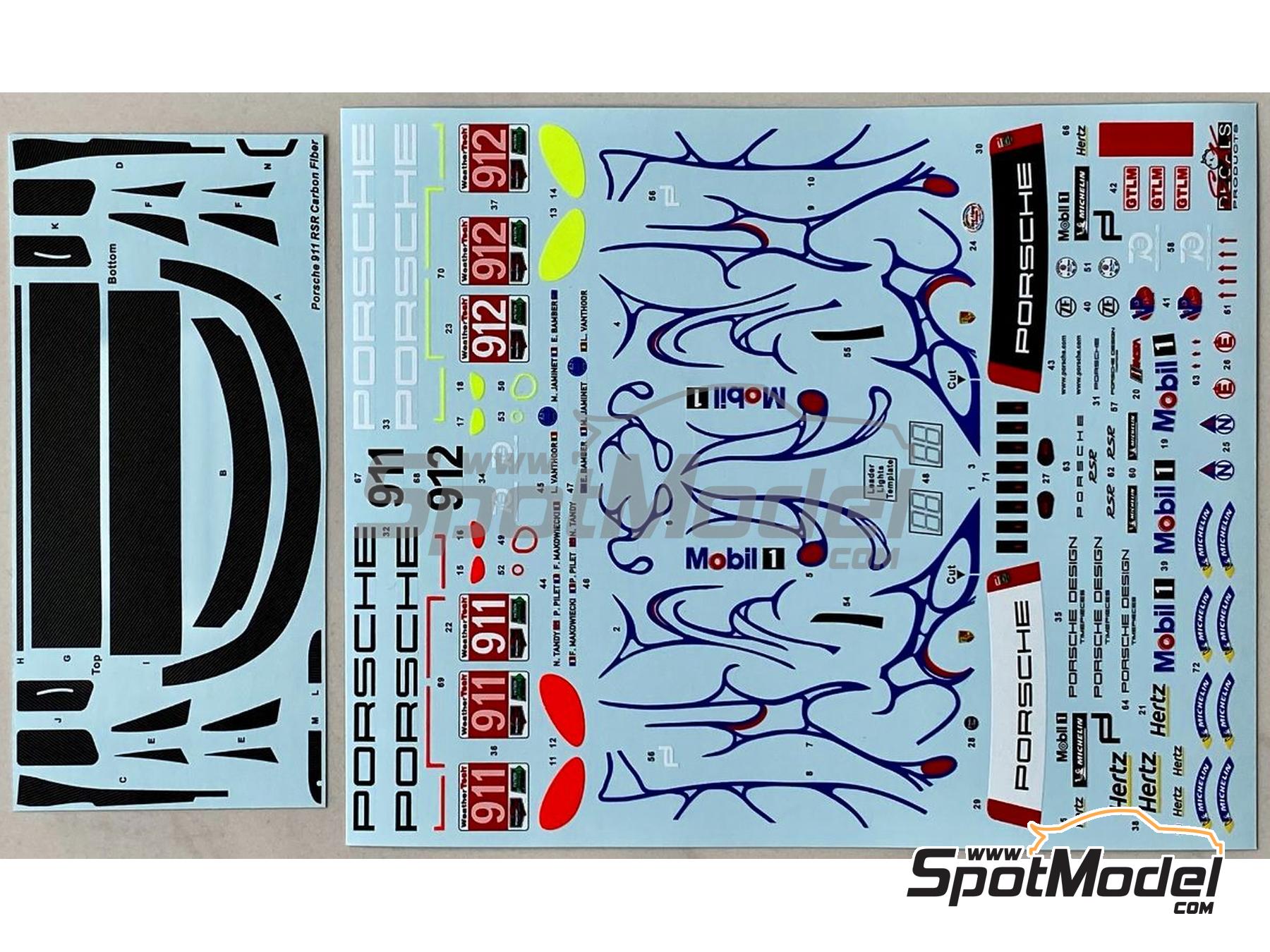 Image 5: Porsche 911 GT3 RSR Equipo Porsche GT patrocinado por Mobil1 - Petit Le Mans, Campeonato IMSA WeatherTech SportsCar 2018 | Decoración en escala 1/24 fabricado por SK Decals (ref. SK-24189, tambien SK24189)