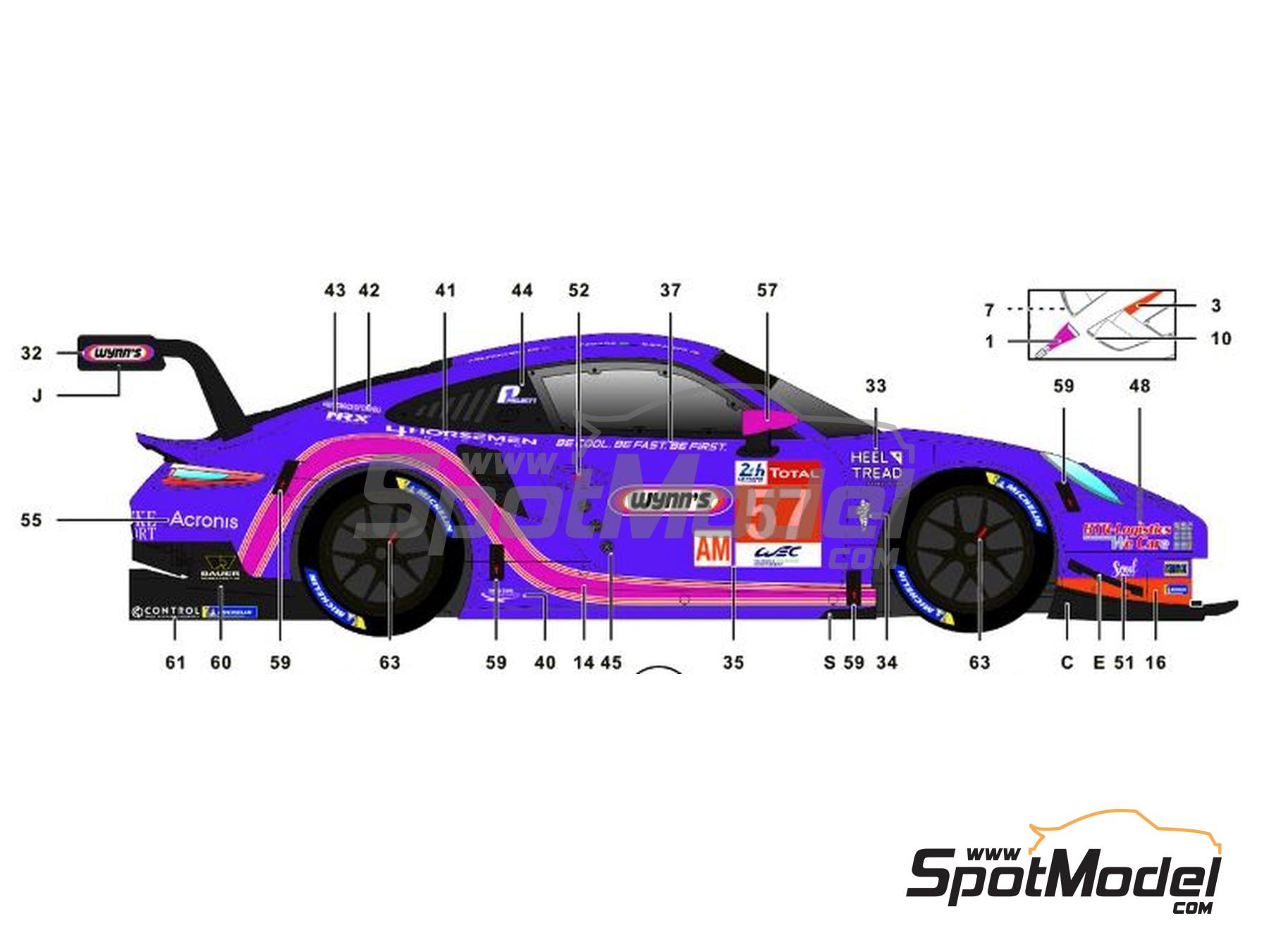 Image 3: Porsche 911 GT3 RSR Project 1 Team sponsored by Wynn's - 24 Hours Le Mans 2020 | Marking / livery in 1/24 scale manufactured by SK Decals (ref.&nbsp;SK-24191, also SK24191)
