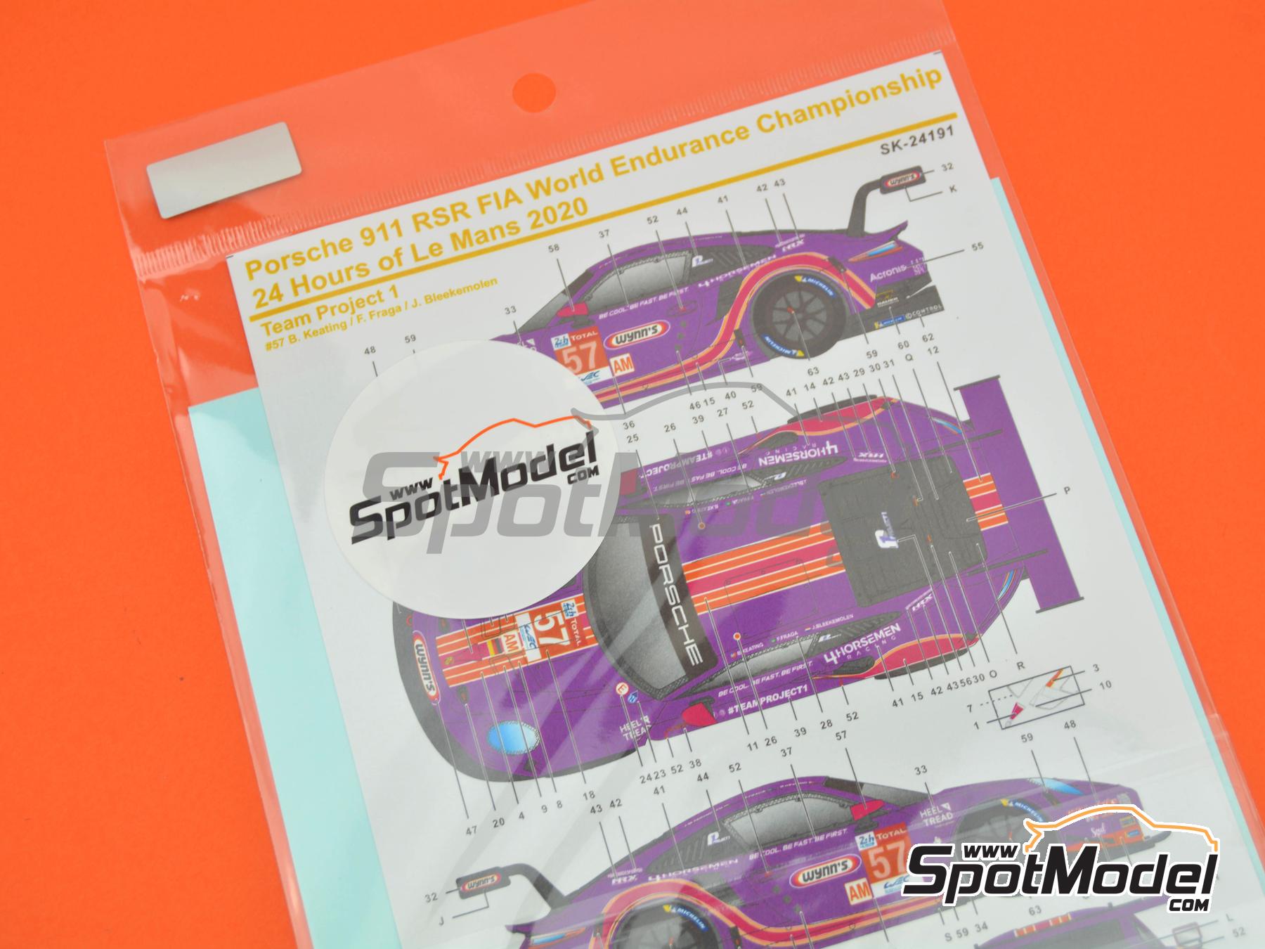 Image 9: Porsche 911 GT3 RSR Project 1 Team sponsored by Wynn's - 24 Hours Le Mans 2020 | Marking / livery in 1/24 scale manufactured by SK Decals (ref.&nbsp;SK-24191, also SK24191)