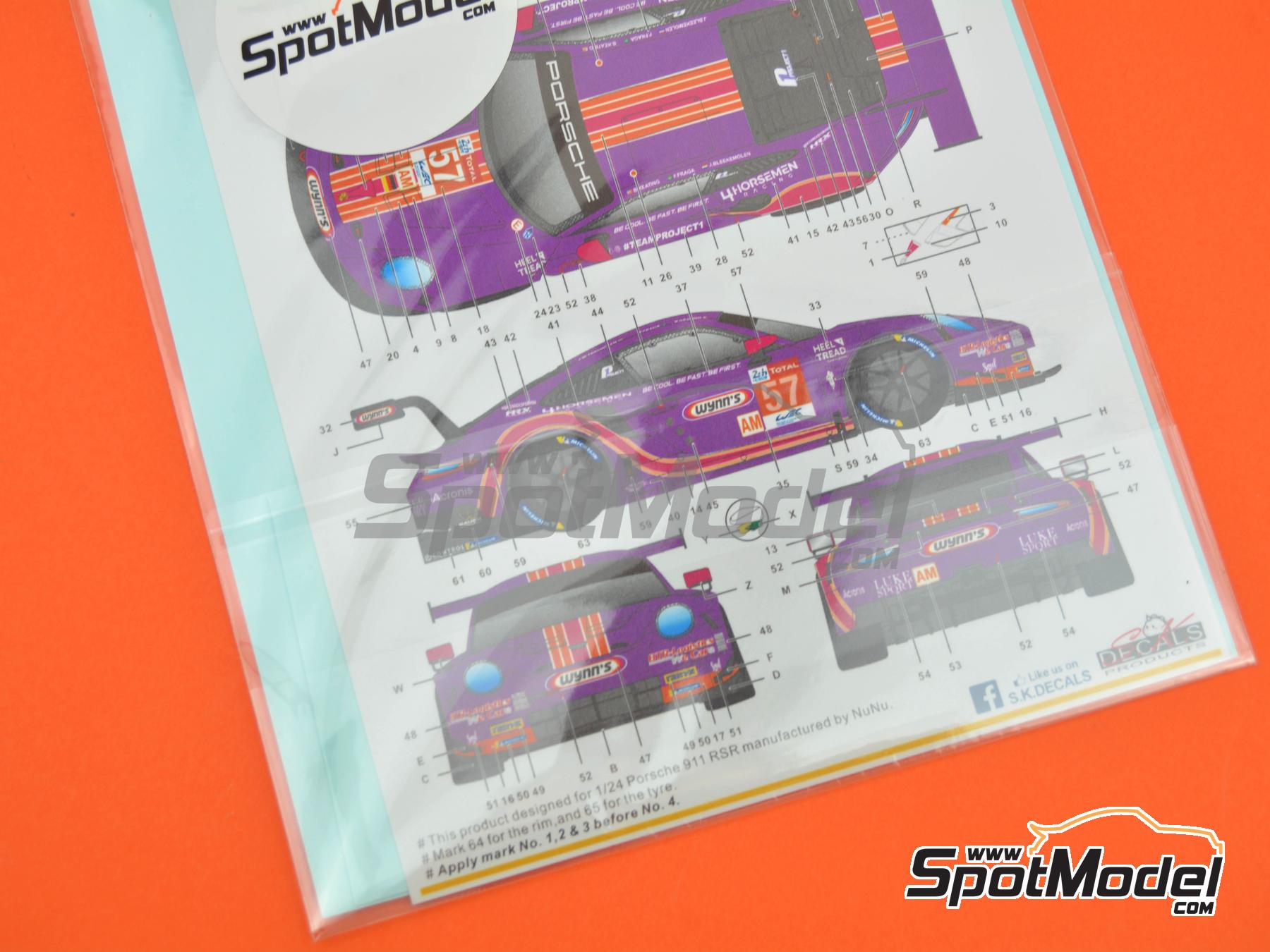 Image 10: Porsche 911 GT3 RSR Project 1 Team sponsored by Wynn's - 24 Hours Le Mans 2020 | Marking / livery in 1/24 scale manufactured by SK Decals (ref.&nbsp;SK-24191, also SK24191)