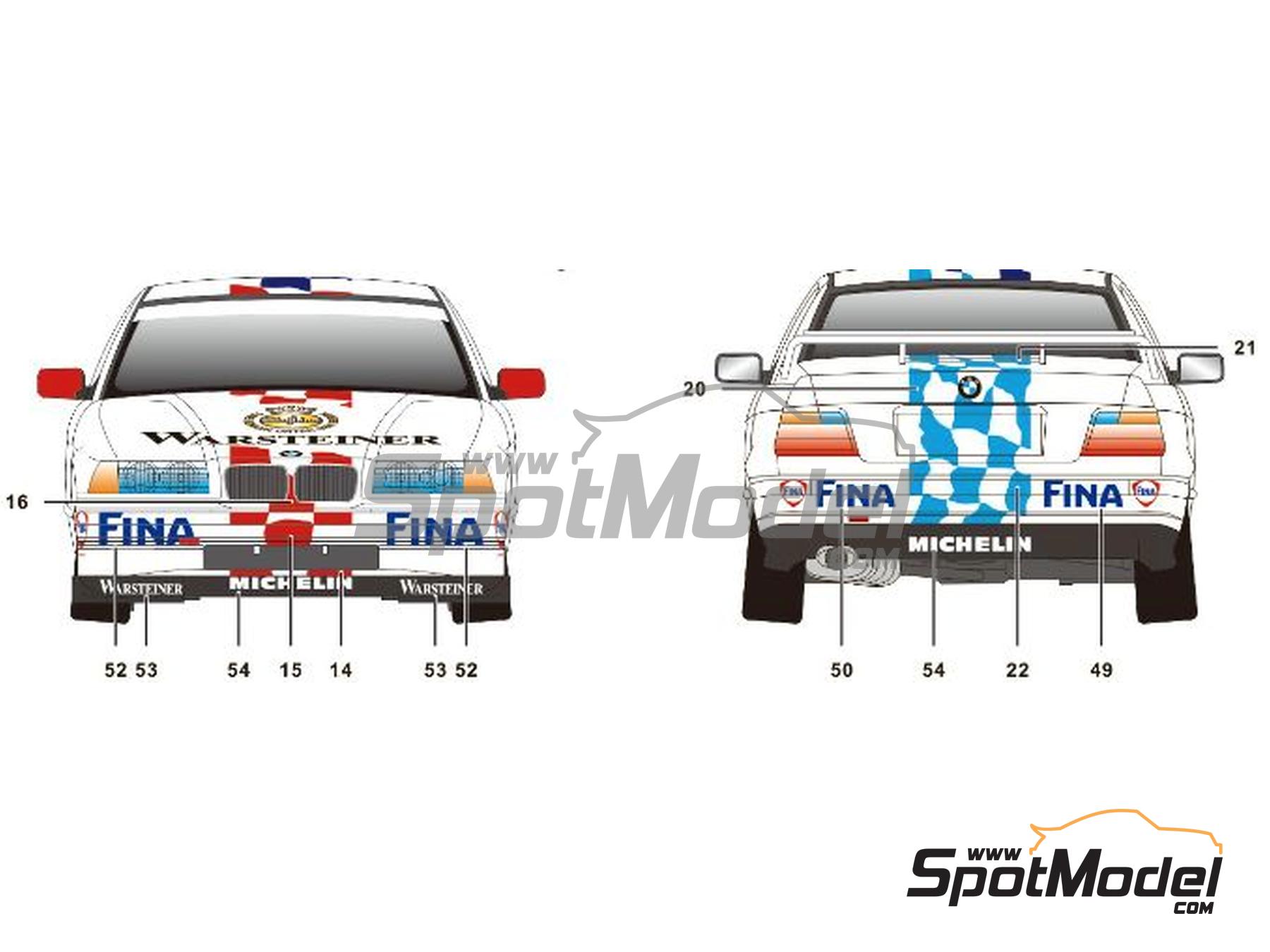 Image 8: BMW 320i E36 Schnitzer Team sponsored by Warsteiner - Guia Race of Macau 1996 | Marking / livery in 1/24 scale manufactured by SK Decals (ref.&nbsp;SK-24193, also SK24193)