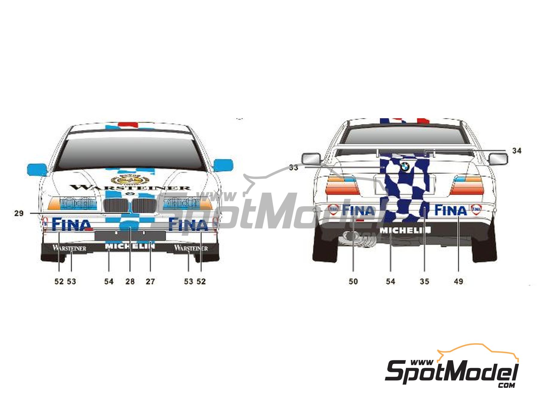 Image 12: BMW 320i E36 Schnitzer Team sponsored by Warsteiner - Guia Race of Macau 1996 | Marking / livery in 1/24 scale manufactured by SK Decals (ref.&nbsp;SK-24193, also SK24193)