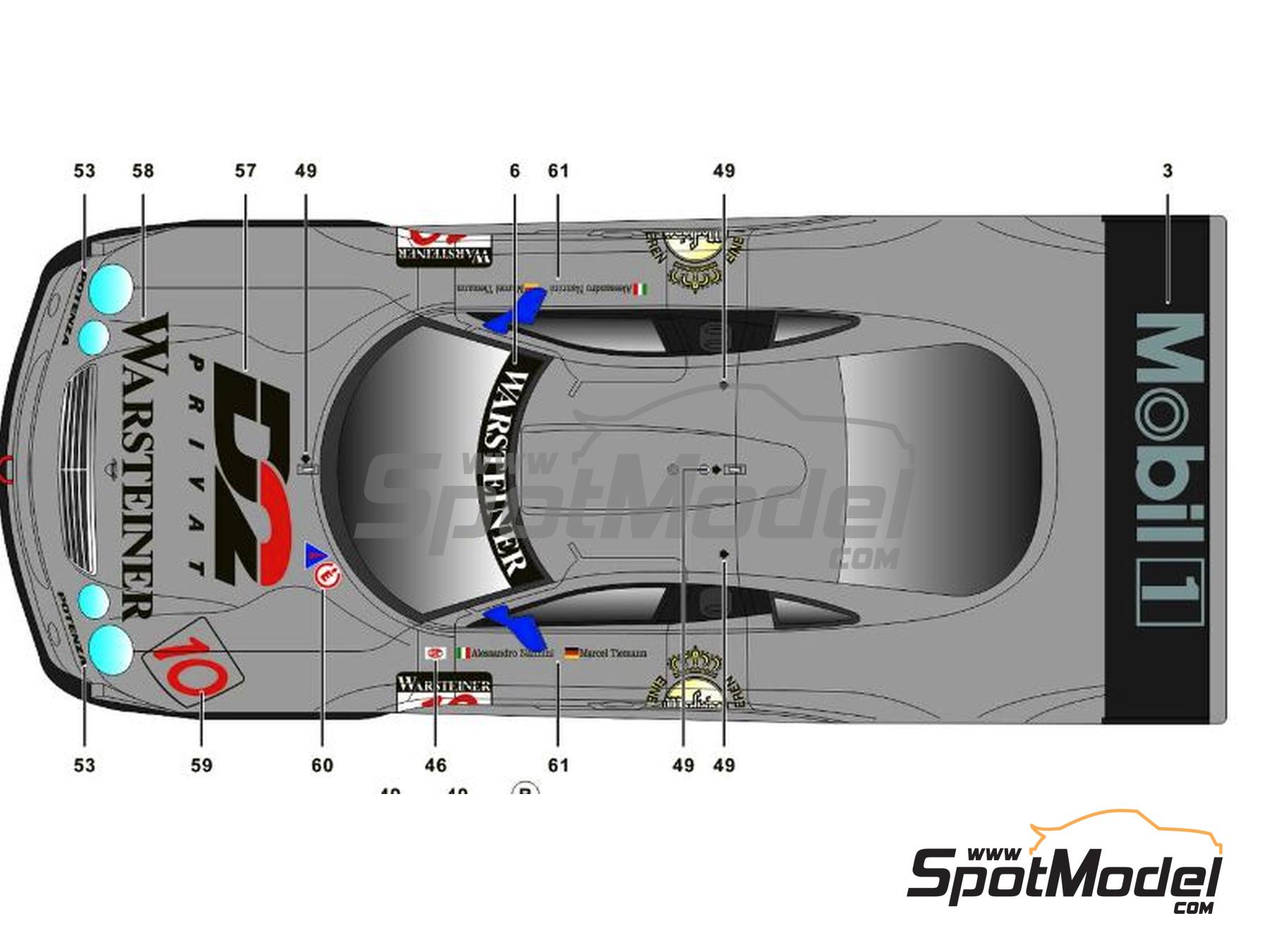 Image 2: Mercedes Benz CLK-GTR AMG Mercedes Team sponsored by D2, Warsteiner, CLK Sportwear - FIA GT Championship 1997 | Marking / livery in 1/24 scale manufactured by SK Decals (ref. SK-24197, also SK24197)