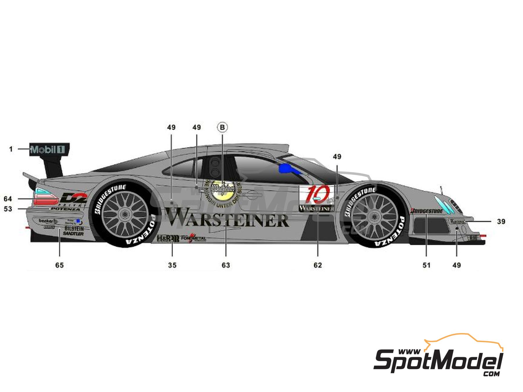 Image 3: Mercedes Benz CLK-GTR AMG Mercedes Team sponsored by D2, Warsteiner, CLK Sportwear - FIA GT Championship 1997 | Marking / livery in 1/24 scale manufactured by SK Decals (ref. SK-24197, also SK24197)
