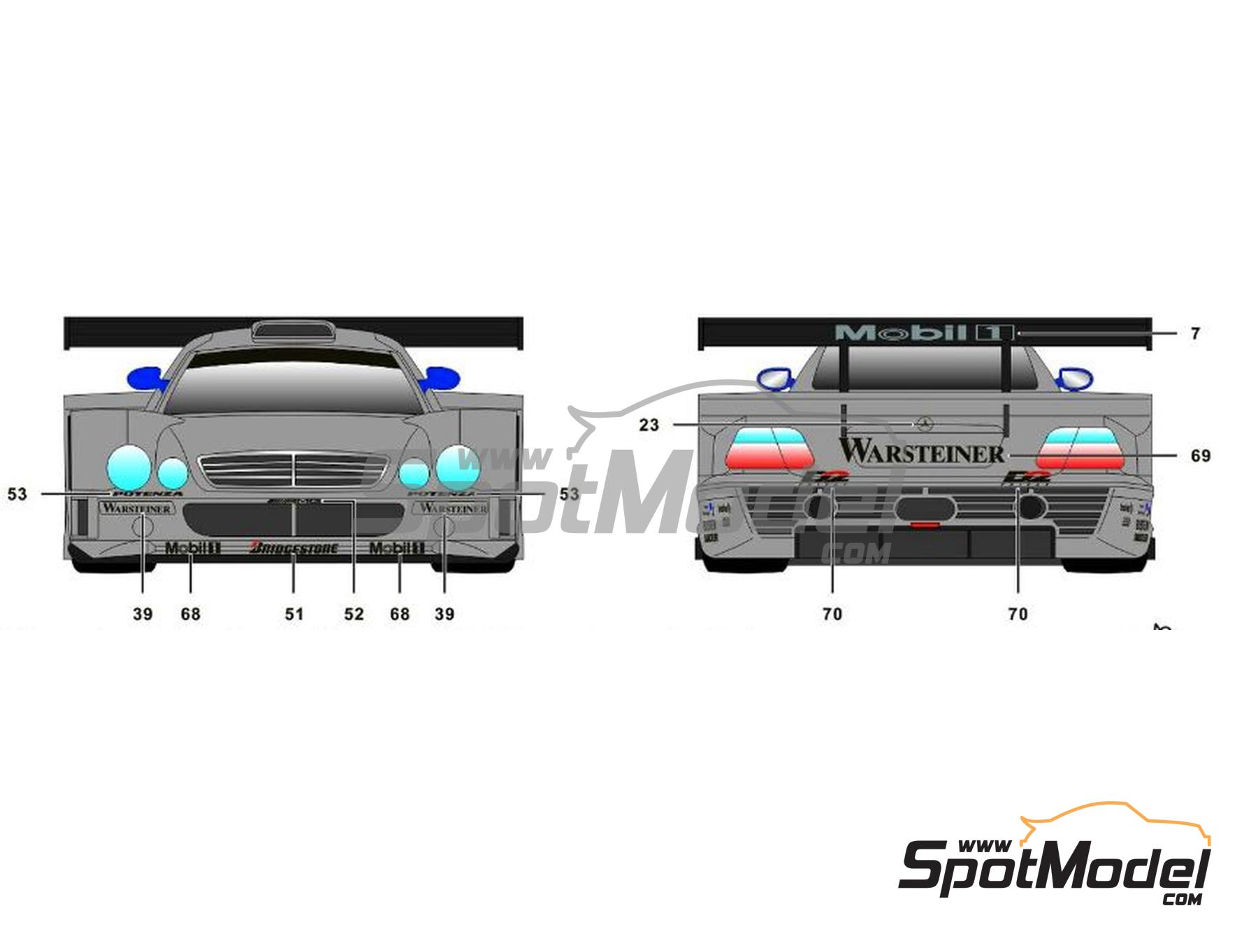 Image 4: Mercedes Benz CLK-GTR AMG Mercedes Team sponsored by D2, Warsteiner, CLK Sportwear - FIA GT Championship 1997 | Marking / livery in 1/24 scale manufactured by SK Decals (ref. SK-24197, also SK24197)