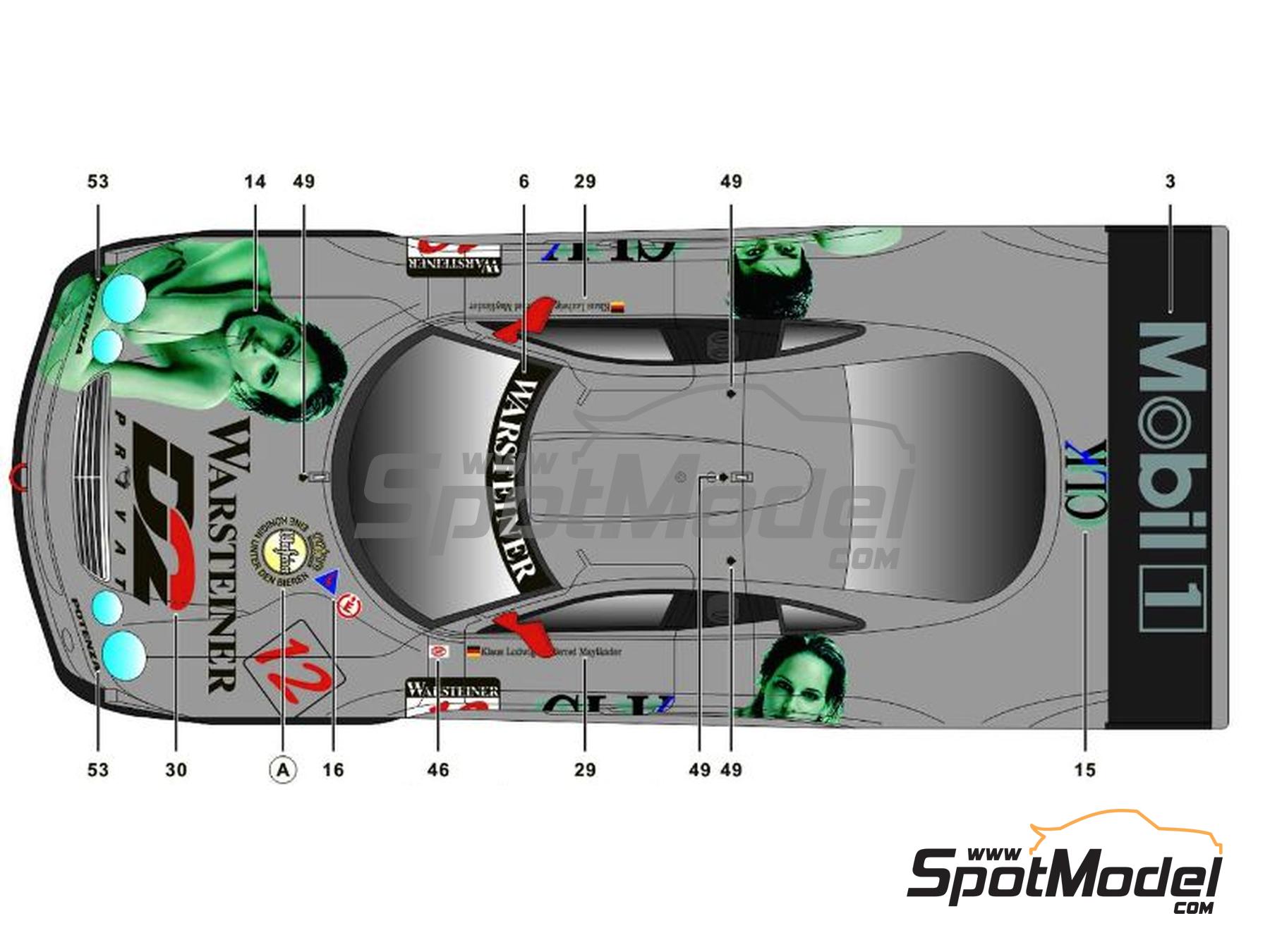 Image 10: Mercedes Benz CLK-GTR AMG Mercedes Team sponsored by D2, Warsteiner, CLK Sportwear - FIA GT Championship 1997 | Marking / livery in 1/24 scale manufactured by SK Decals (ref. SK-24197, also SK24197)
