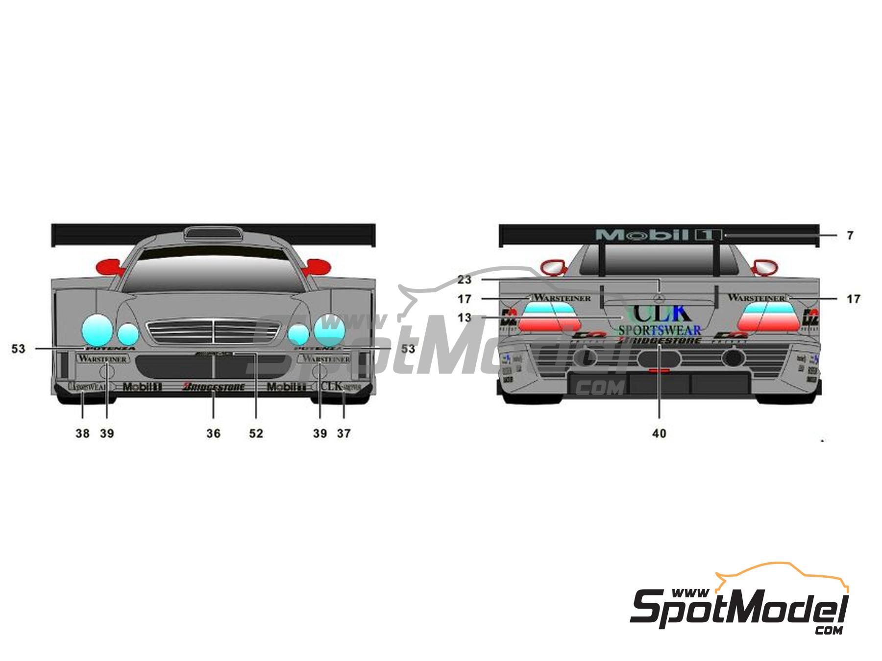 Image 12: Mercedes Benz CLK-GTR AMG Mercedes Team sponsored by D2, Warsteiner, CLK Sportwear - FIA GT Championship 1997 | Marking / livery in 1/24 scale manufactured by SK Decals (ref. SK-24197, also SK24197)