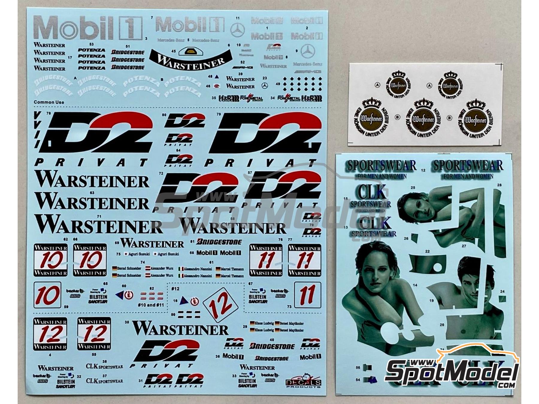 Image 13: Mercedes Benz CLK-GTR AMG Mercedes Team sponsored by D2, Warsteiner, CLK Sportwear - FIA GT Championship 1997 | Marking / livery in 1/24 scale manufactured by SK Decals (ref. SK-24197, also SK24197)