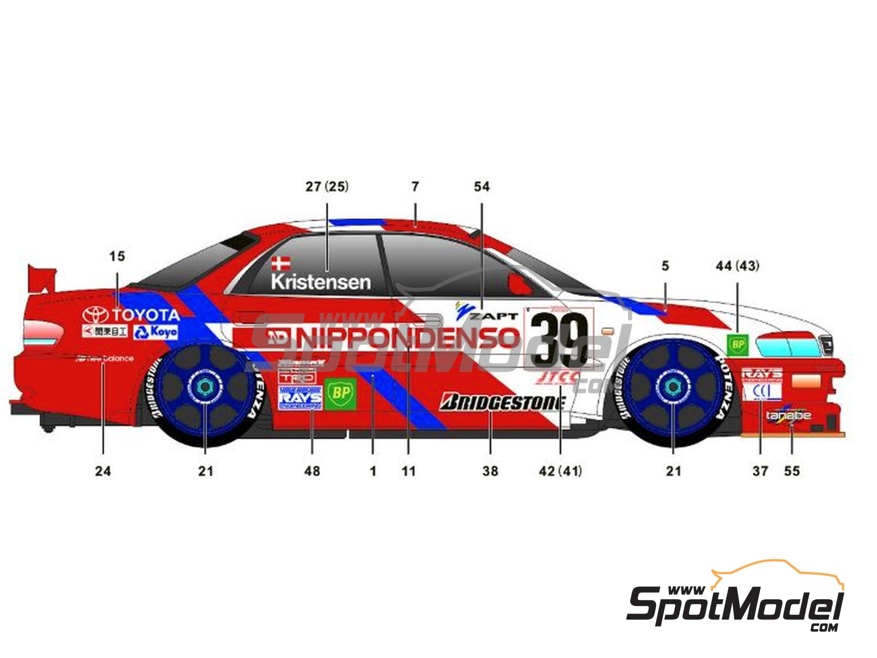 Image 3: Toyota Corona Exiv Cerumo Team sponsored by Nippondenso - Japan Touring Car Championship (JTCC) 1995 | Marking / livery in 1/24 scale manufactured by SK Decals (ref.&nbsp;SK-24198, also SK24198)