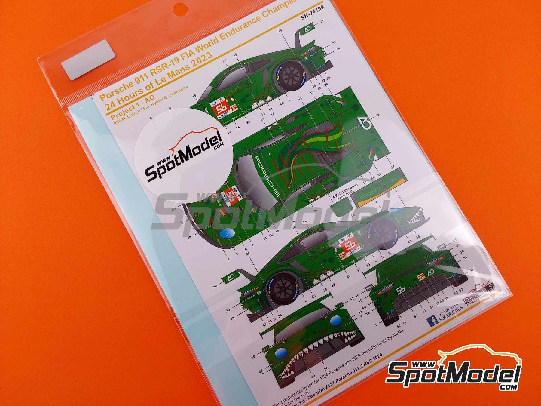 Image 7: Porsche 911 RSR-19 Equipo Project 1-AO - 24 Horas de Le Mans 2023 | Decoraci&oacute;n en escala&nbsp;1/24 fabricado por SK Decals (ref.&nbsp;SK-24199, tambien SK24199)