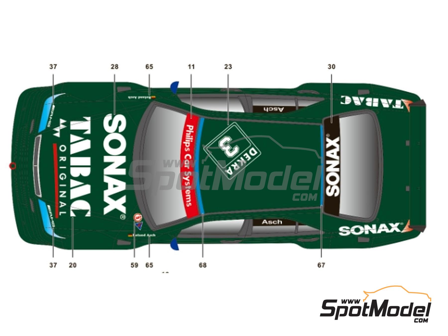 Image 2: Mercedes-Benz C-Class V6 Equipo AMG-Mercedes patrocinado por Tabac Sonax - DTM - Deutsche Tourenwagen Masters 1994 | Decoraci&oacute;n en escala&nbsp;1/24 fabricado por SK Decals (ref.&nbsp;SK-24201, tambien SK24201)